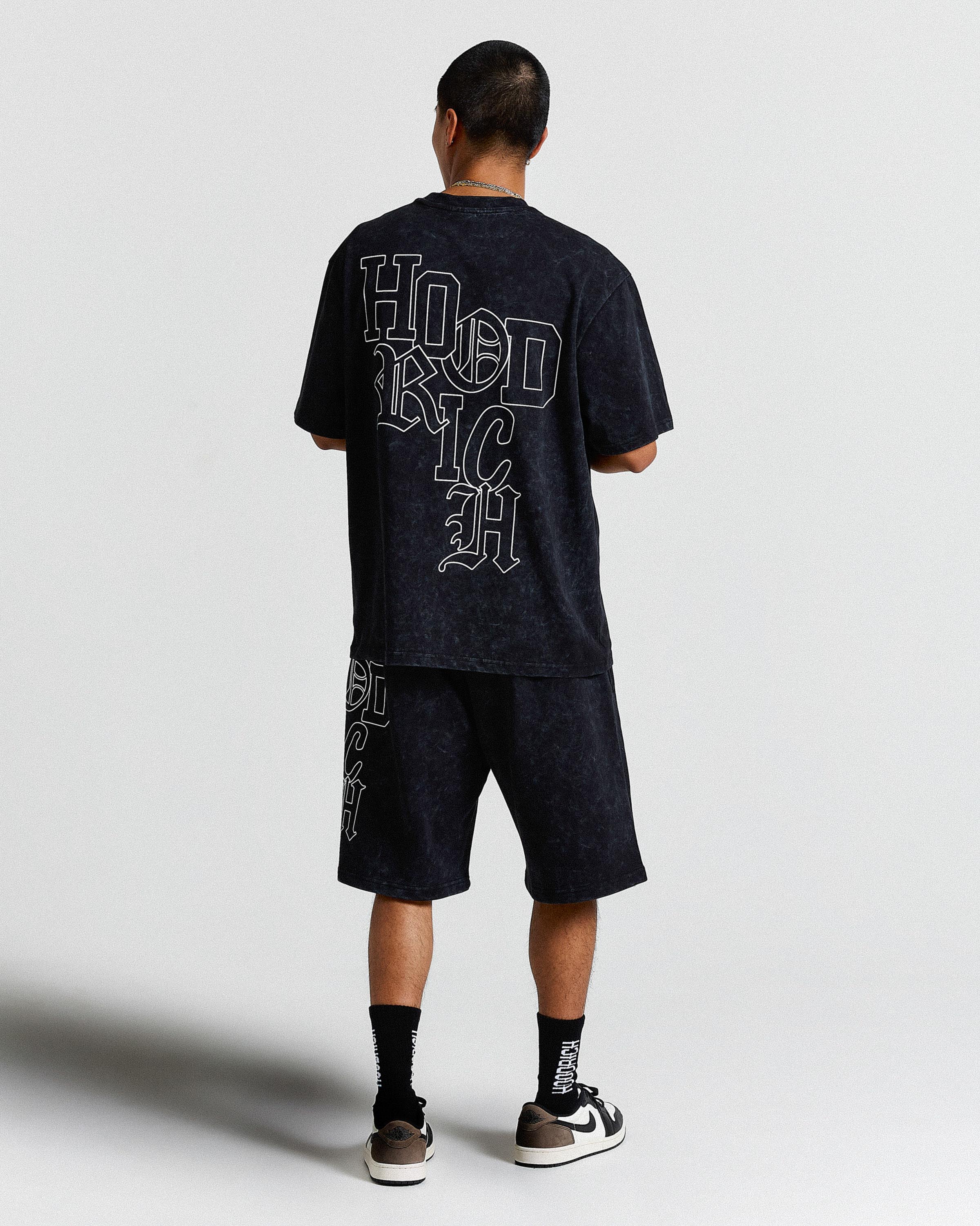 Heritage Oversized T-Shirt - Black Wash/White - Image 9