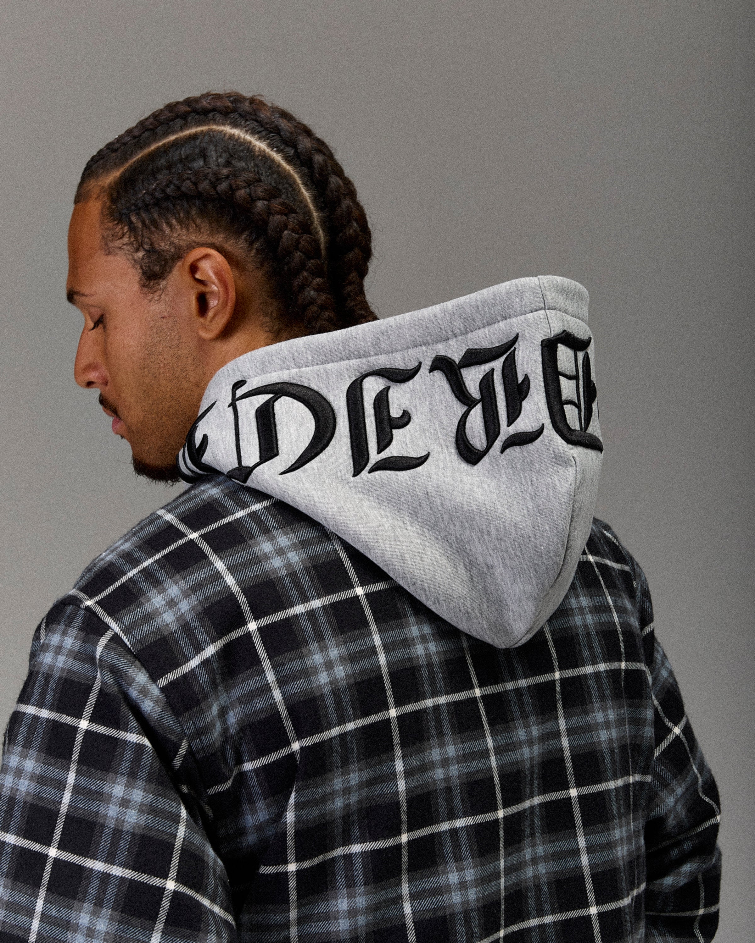 The Winner's Circle Hooded Plaid Shacket - Blue/Black - Image 6