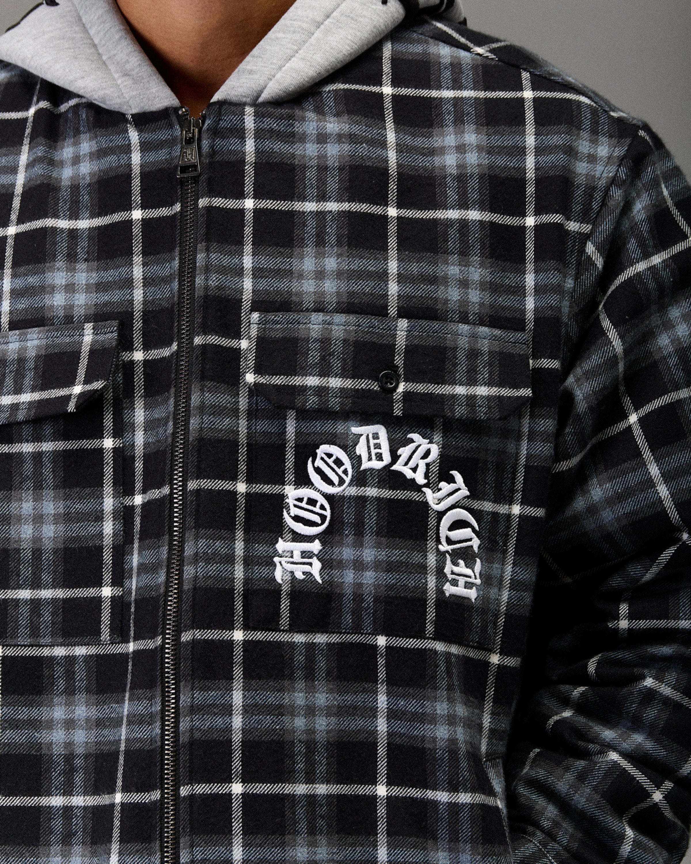 The Winner's Circle Hooded Plaid Shacket - Blue/Black - Image 8