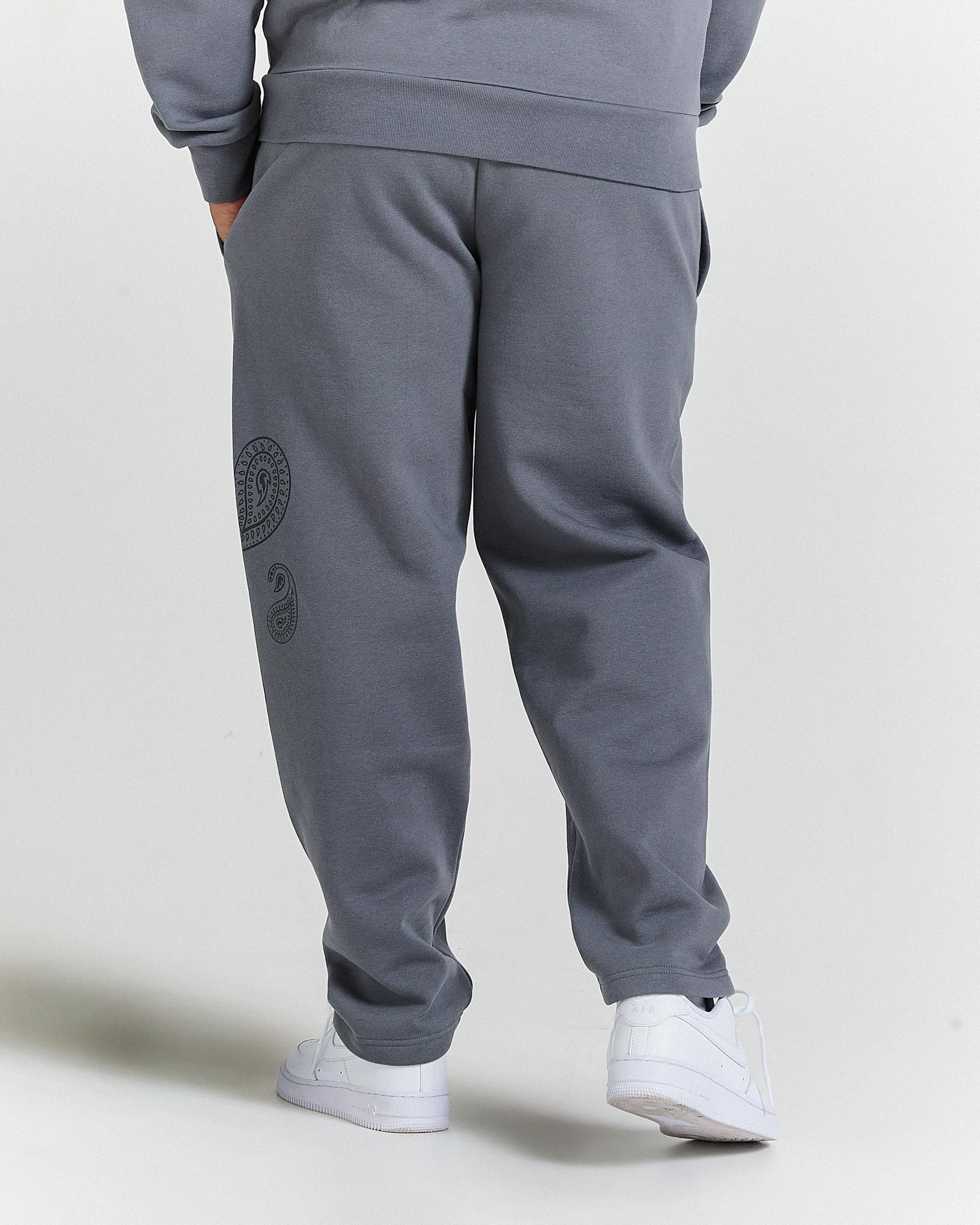 Inkline Oversized Open Hem Joggers - Grey/Black - Image 4