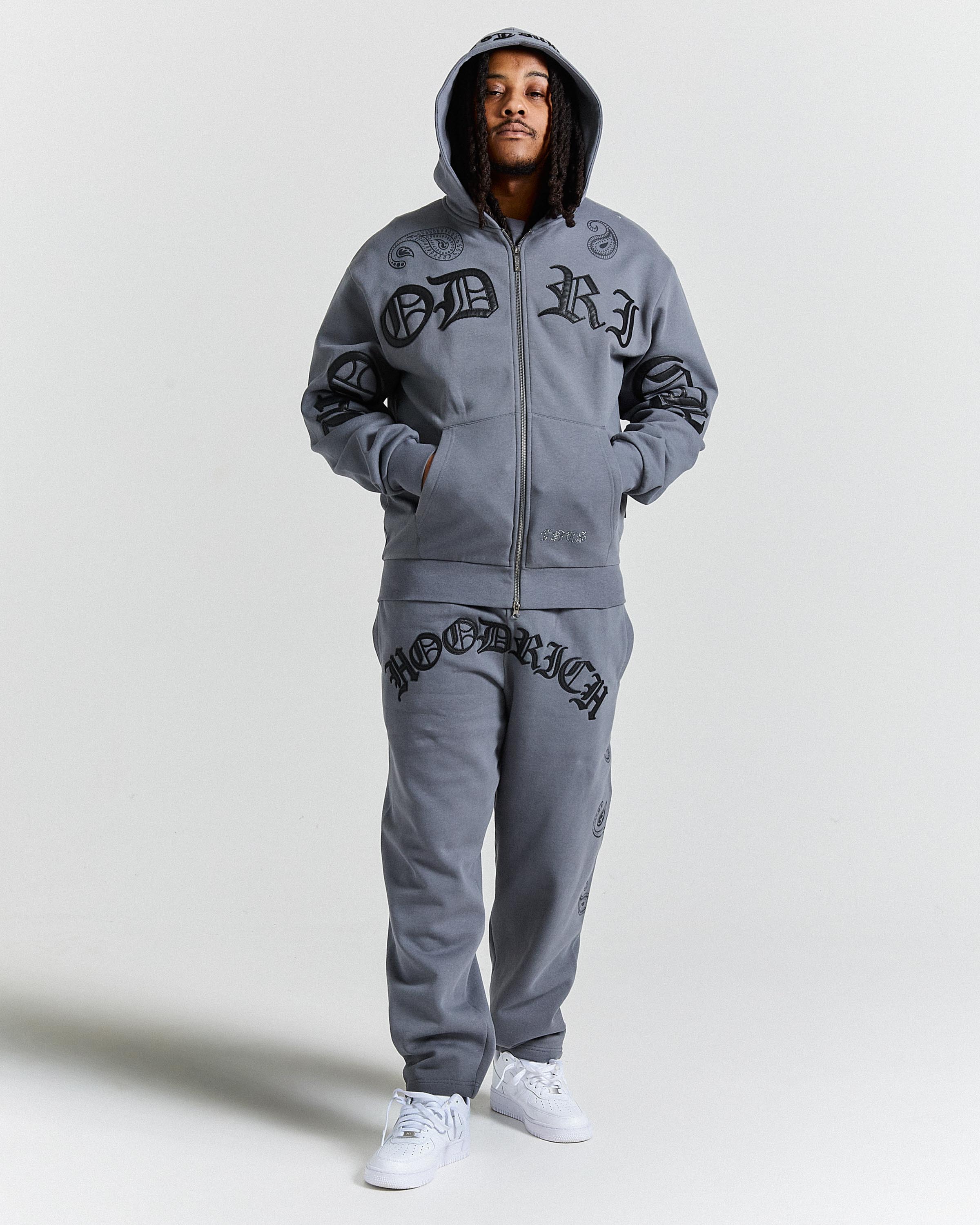 Inkline Oversized Open Hem Joggers - Grey/Black - Image 6