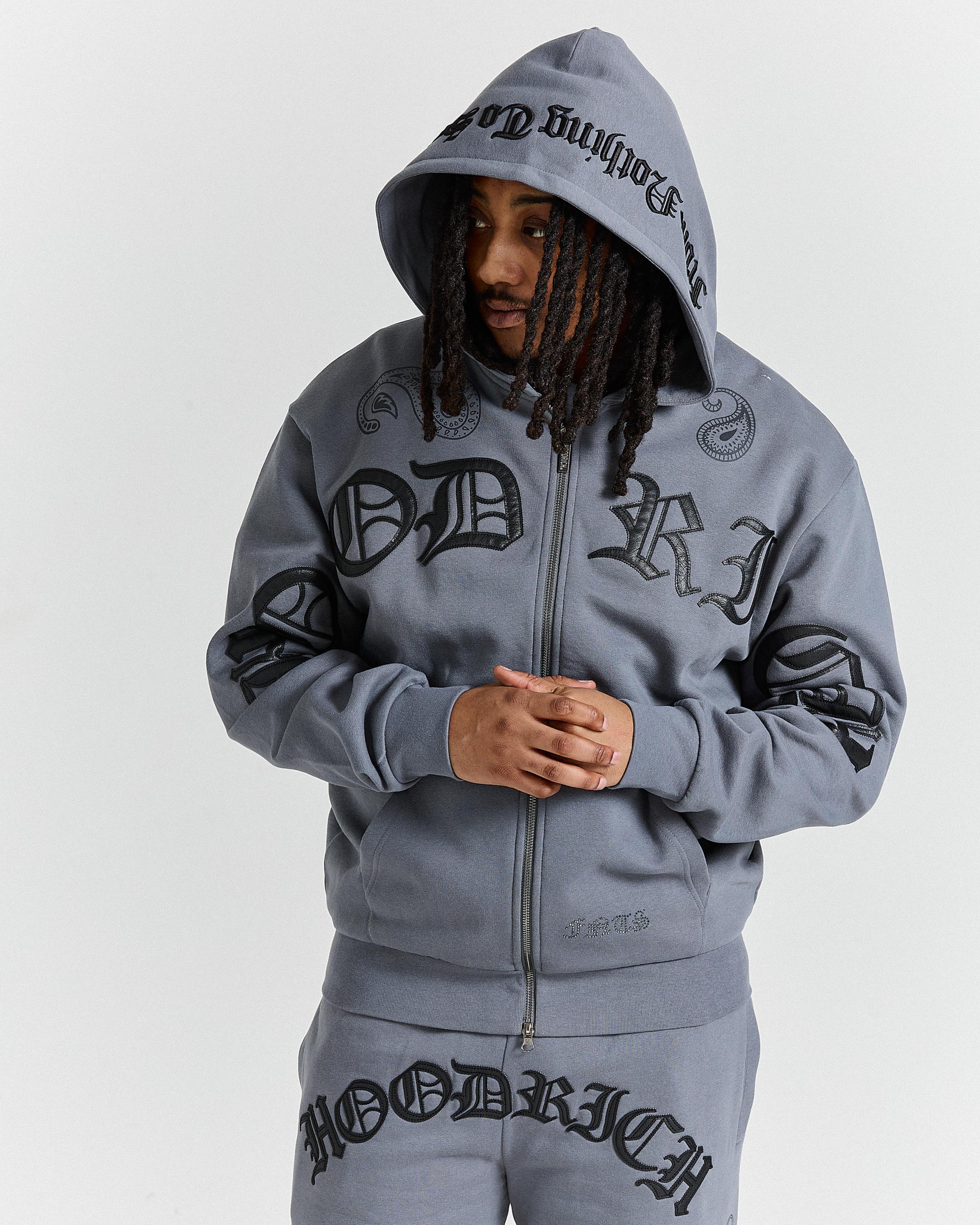 Inkline Oversized Zip Through Hoodie - Grey/Black