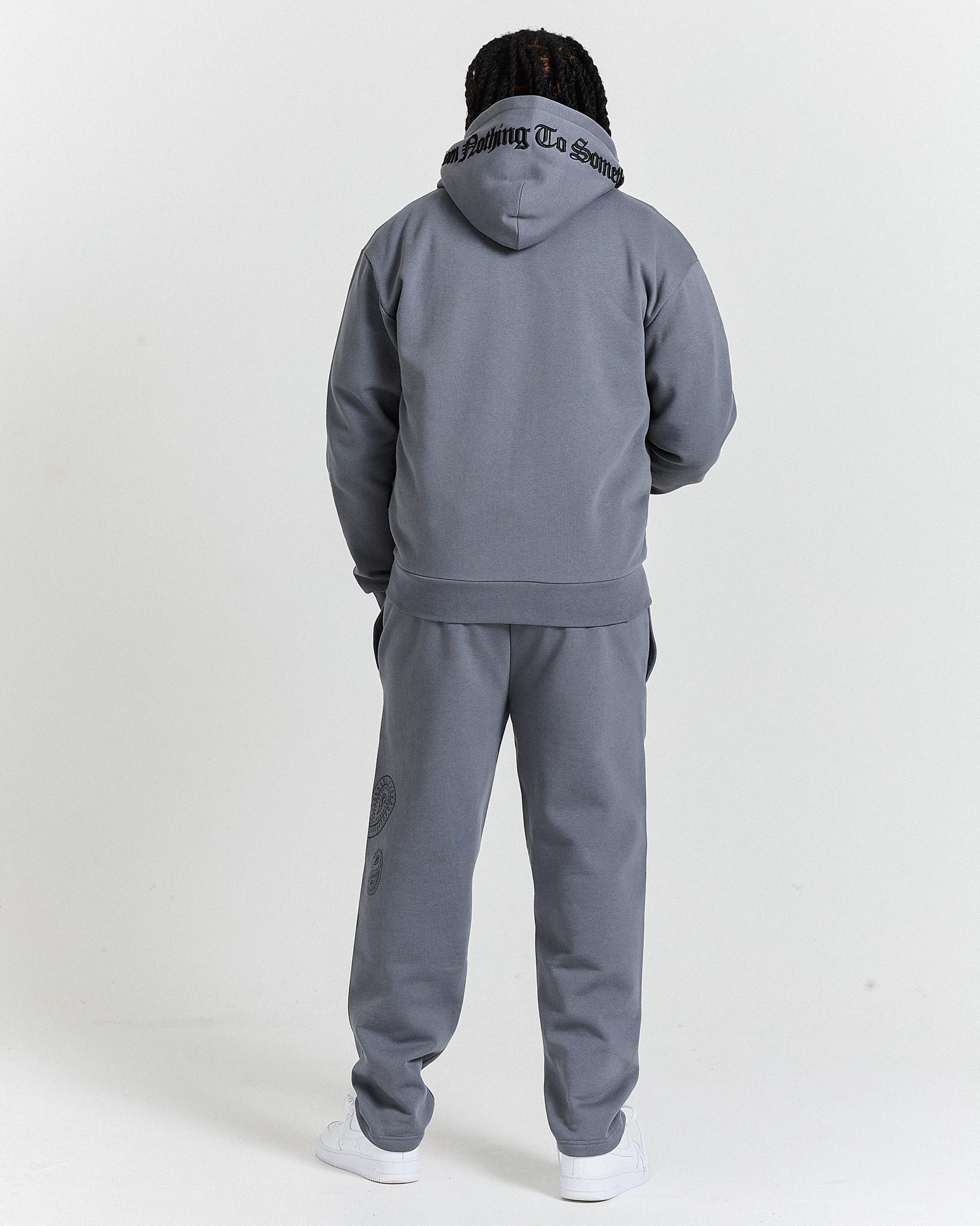Inkline Oversized Zip Through Hoodie - Grey/Black - Image 6
