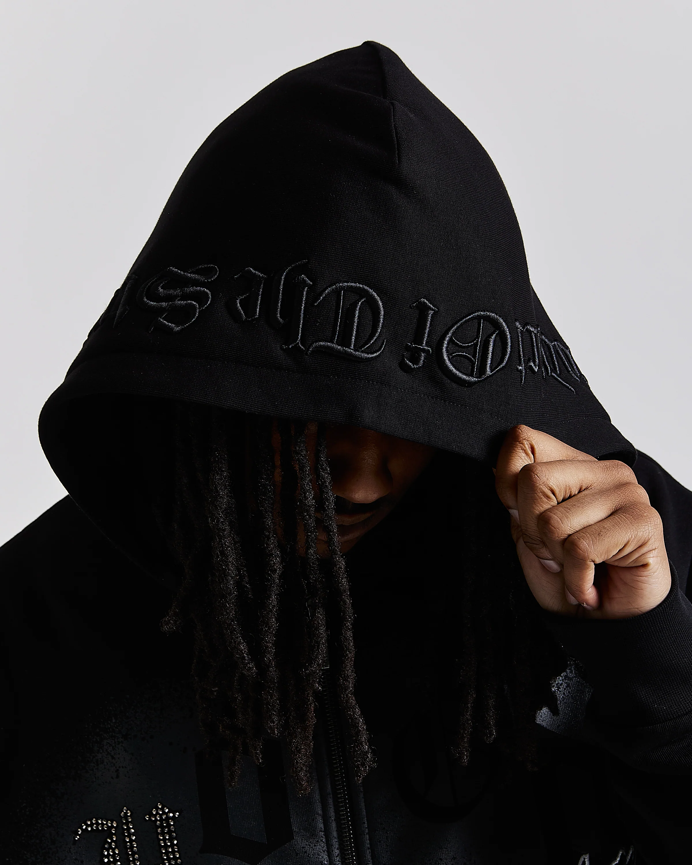 Iron Oversized Zip Hoodie - Black/Grey/White - Image 3