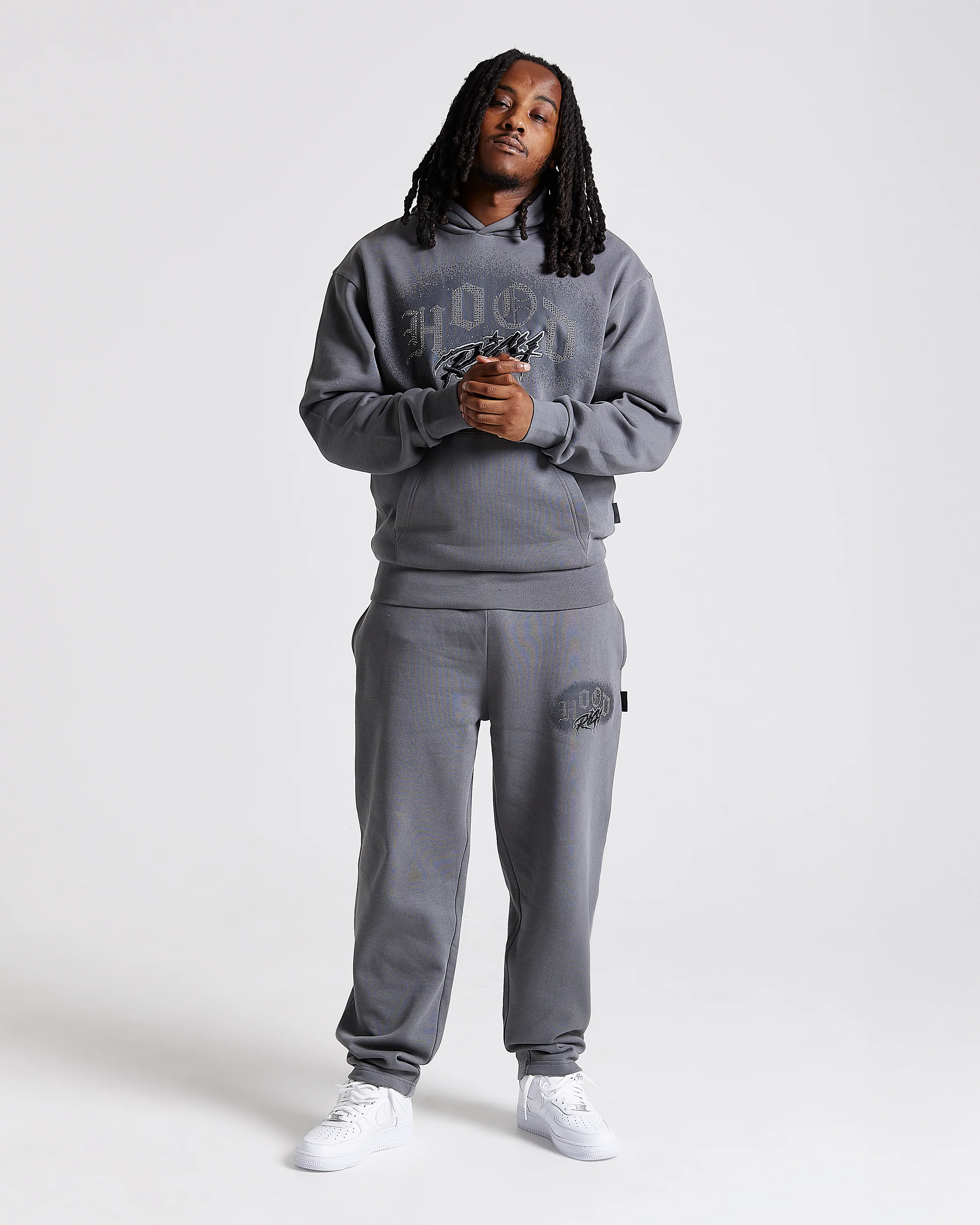 Iron Oversized Joggers - Grey/Rhinestones - Image 2