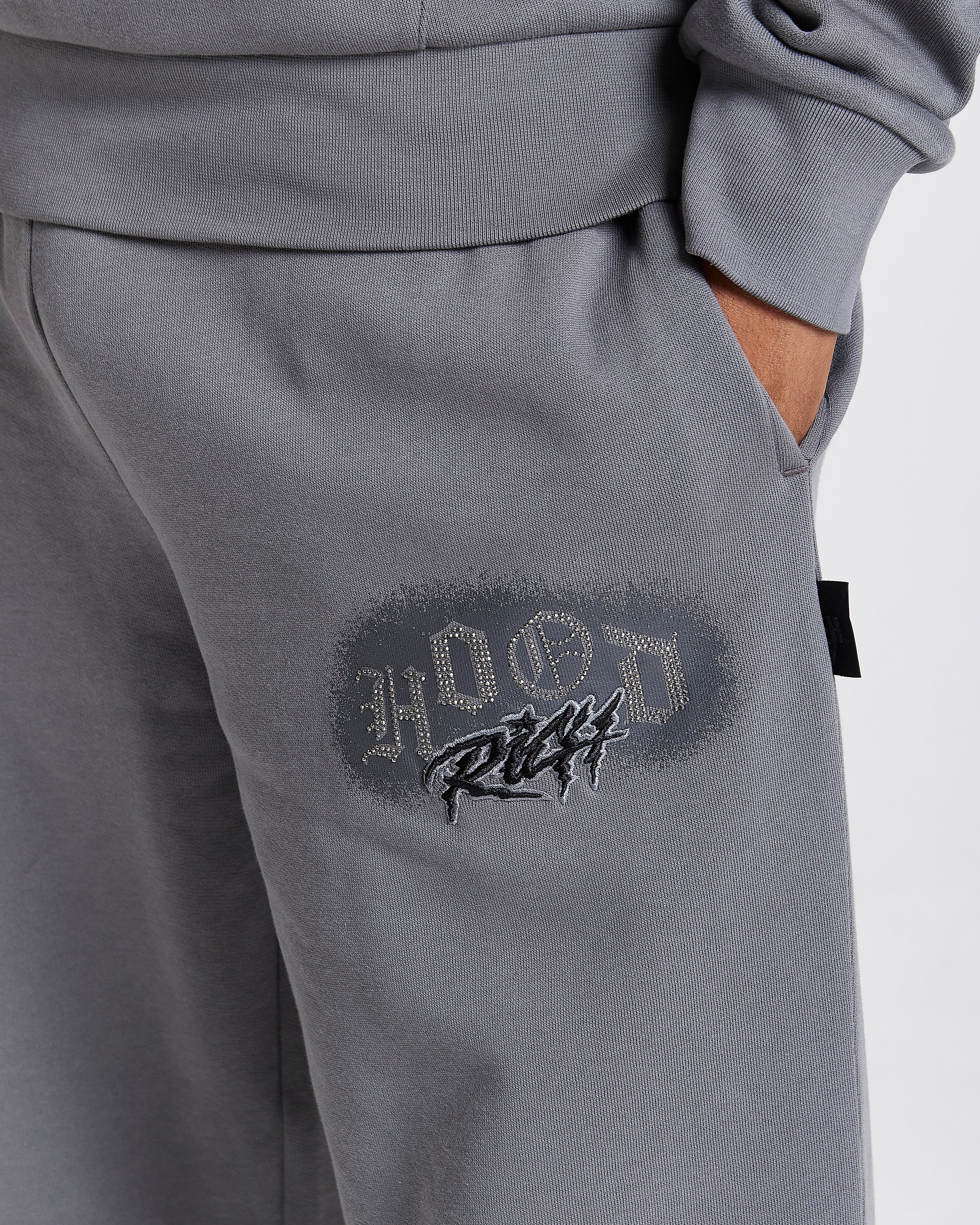 Iron Oversized Joggers - Grey/Rhinestones - Image 3