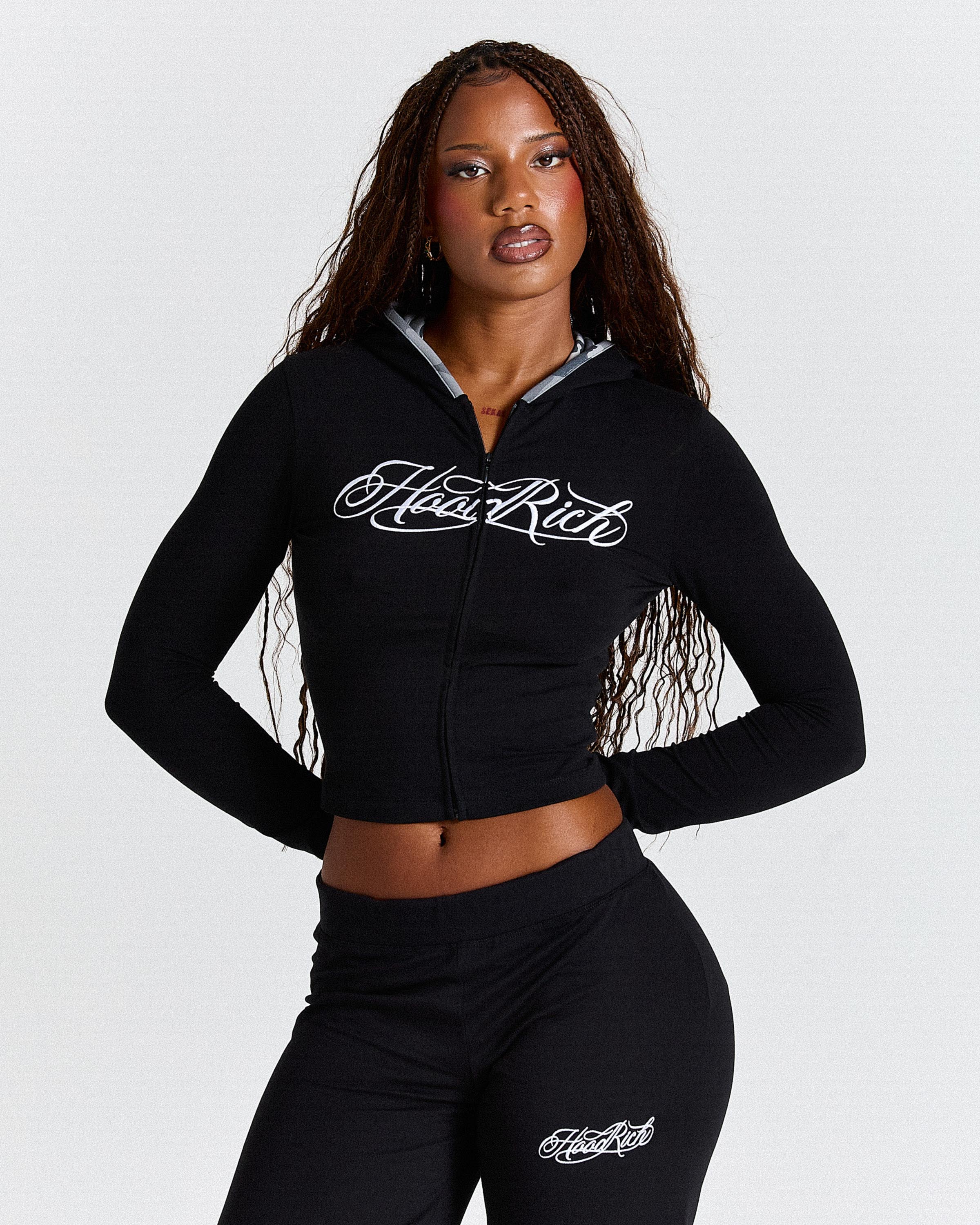 Kai Camo Fitted Zip Hoodie - Black/Camo/White