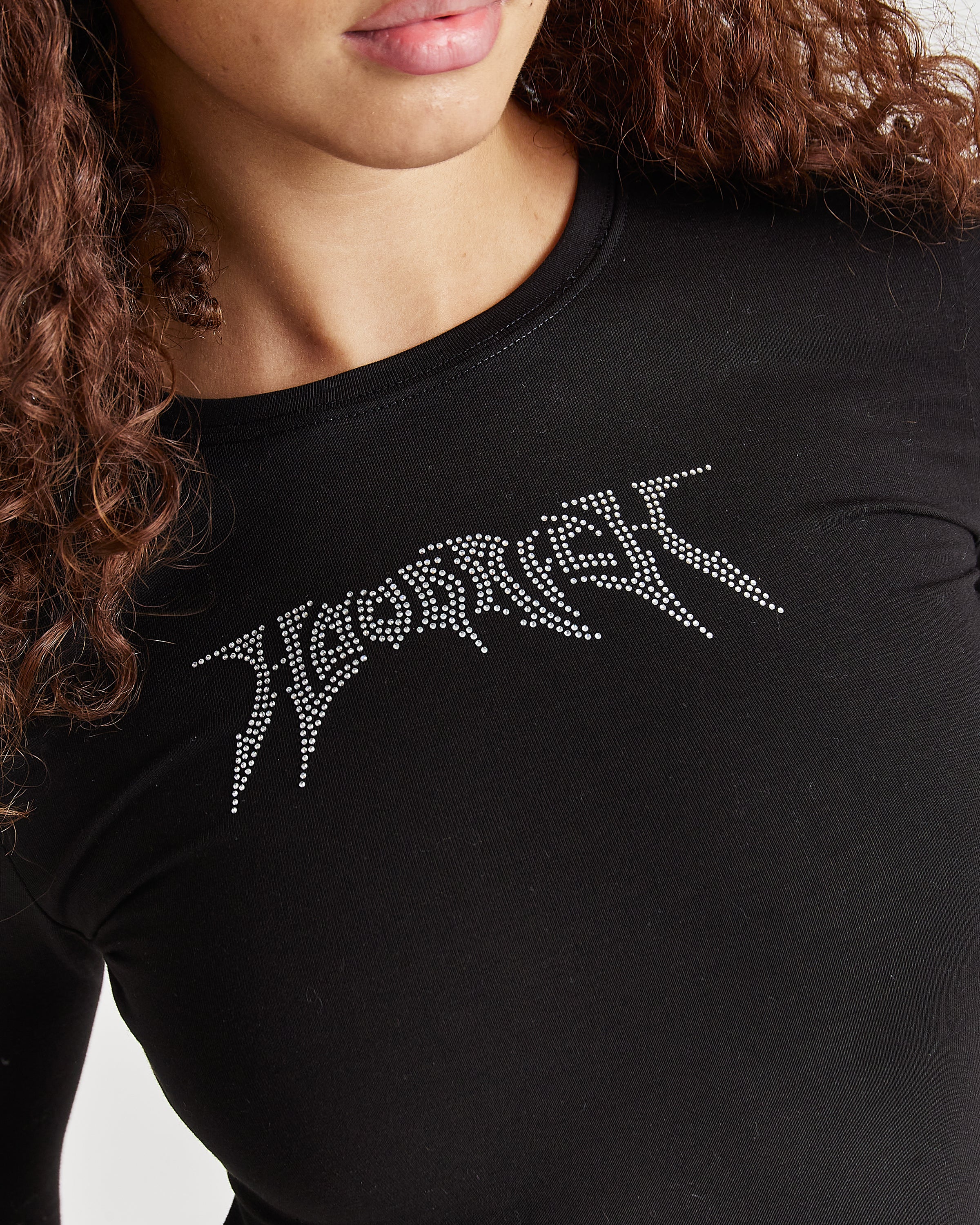 Quartz Tie Back Long Sleeve Tee - Black/Rhinestone - Image 5