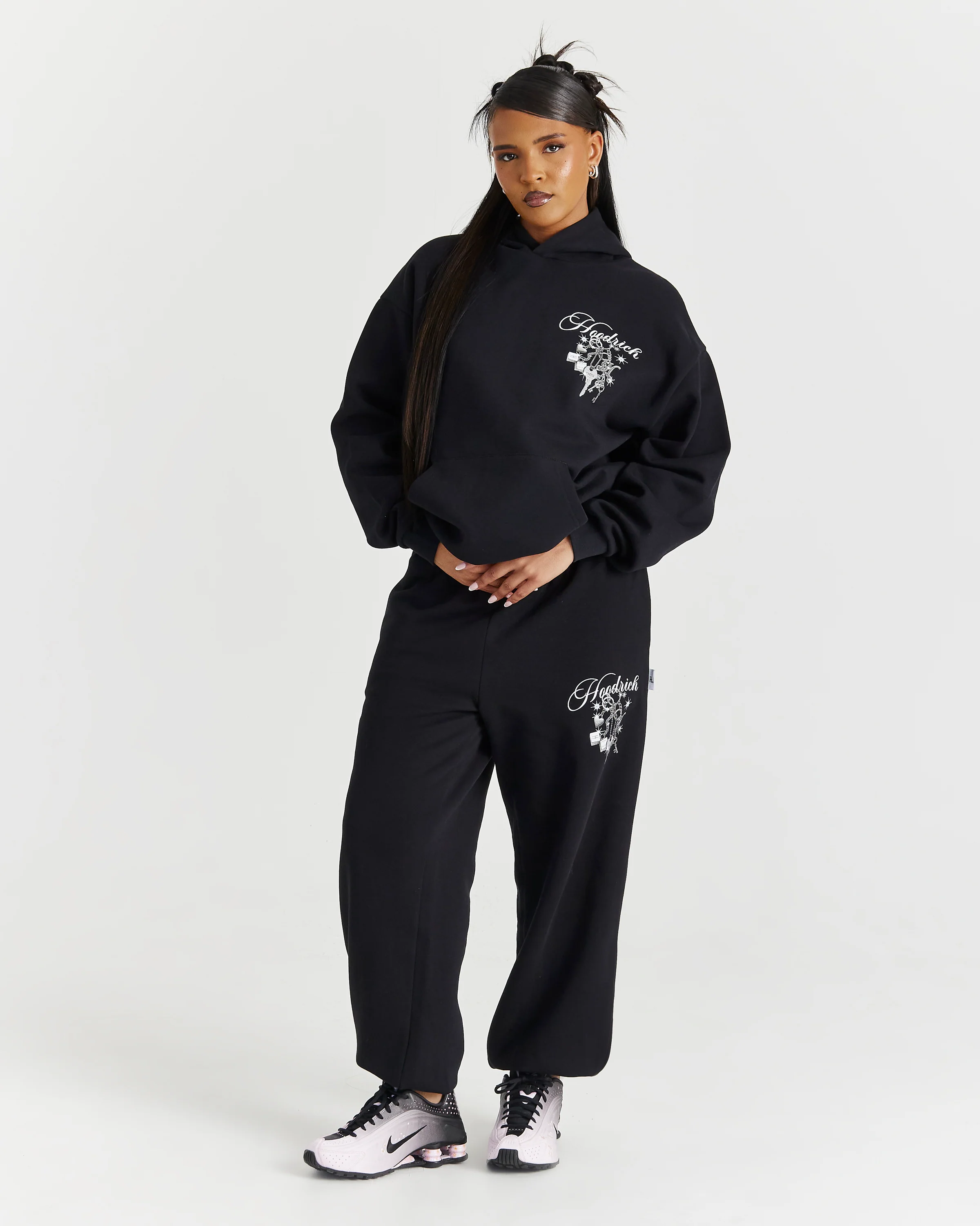 Lyra Oversized Joggers - Black/Rhinestone/Pink - Image 2