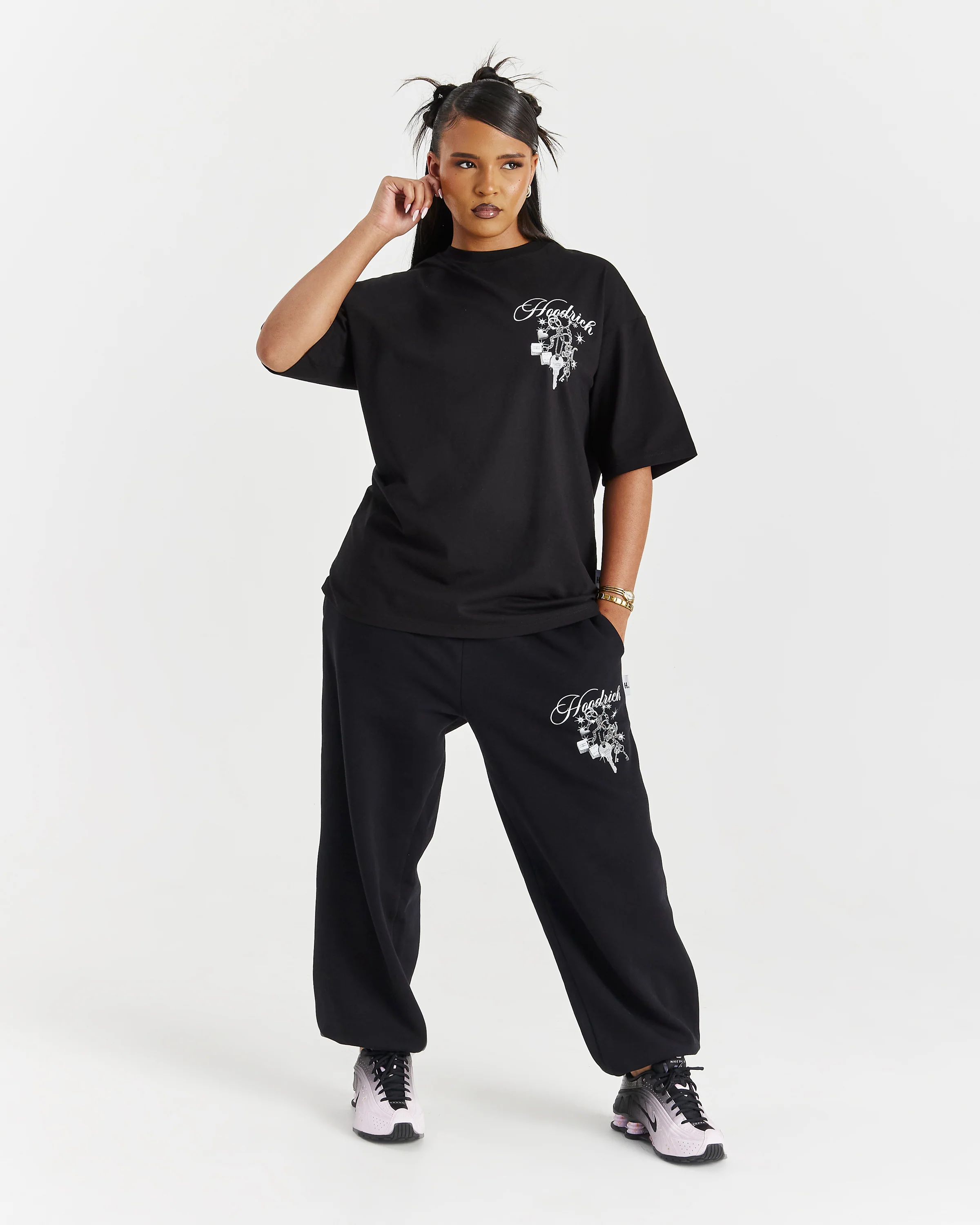 Lyra Oversized Joggers - Black/Rhinestone/Pink - Image 7