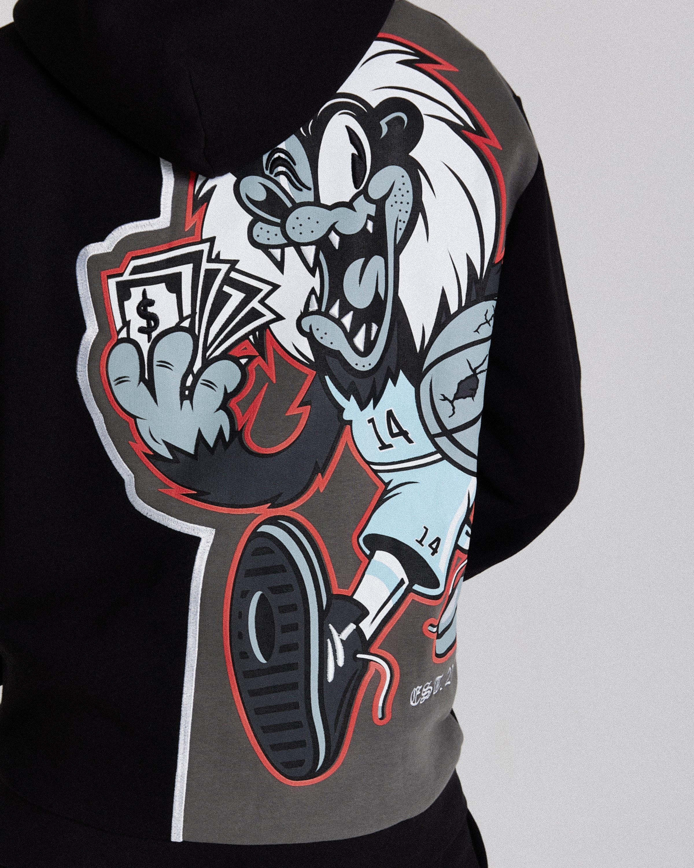 Menace Hoodie - Black/White/Red - Image 5