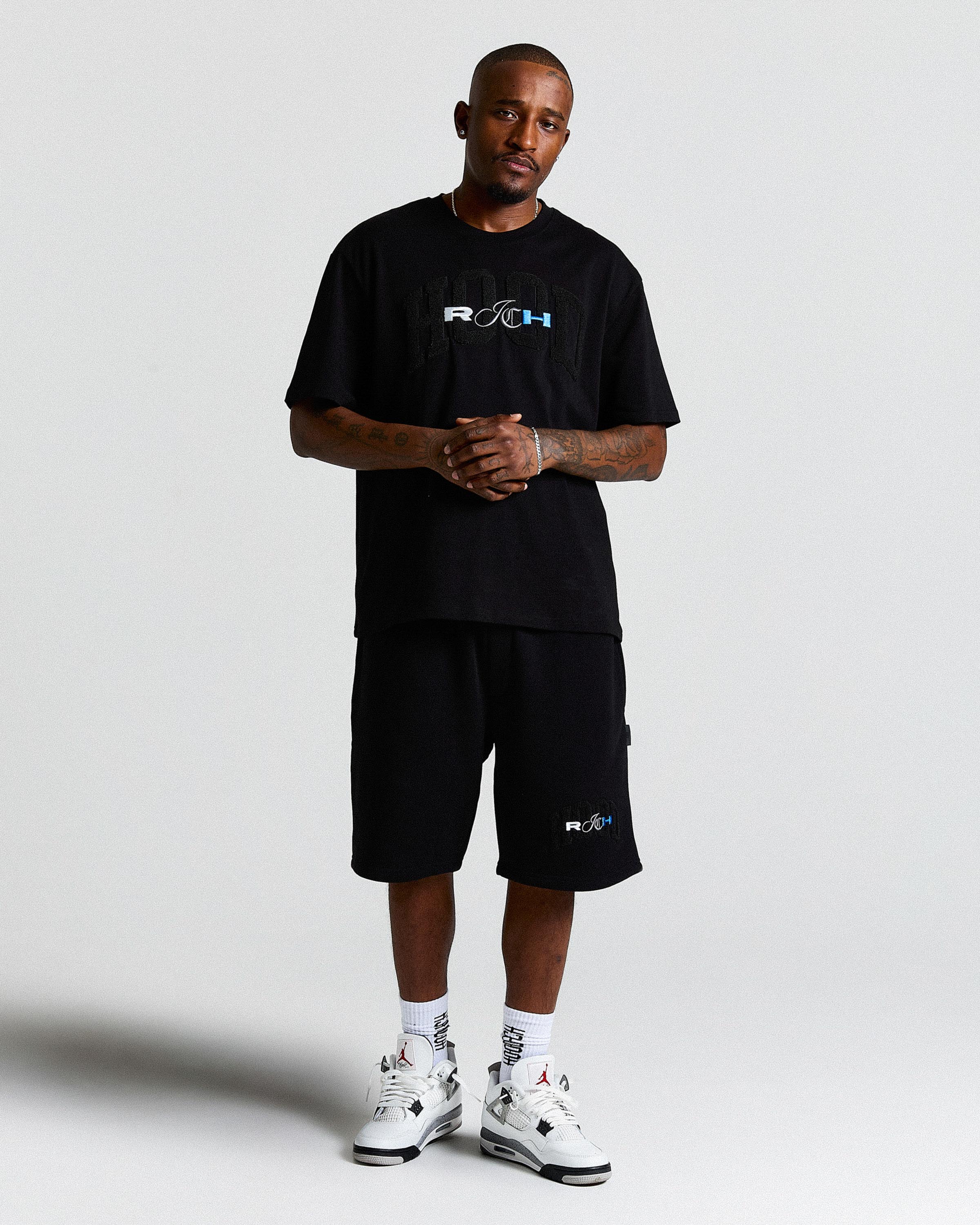 Merit Oversized T-Shirt - Black/Blue - Image 3