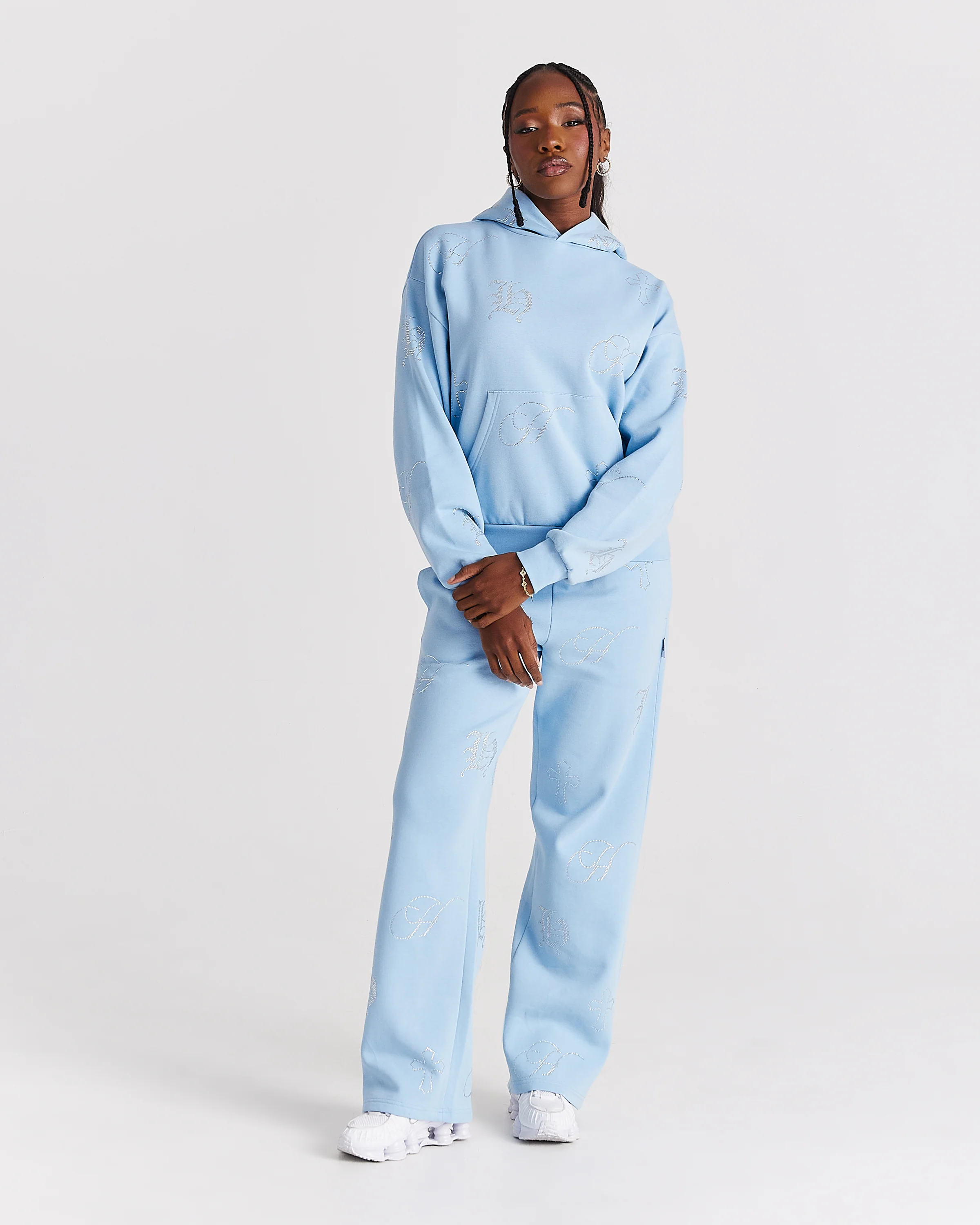 Crystal Mid Length Hoodie - Light Blue/Rhinestone - Image 5