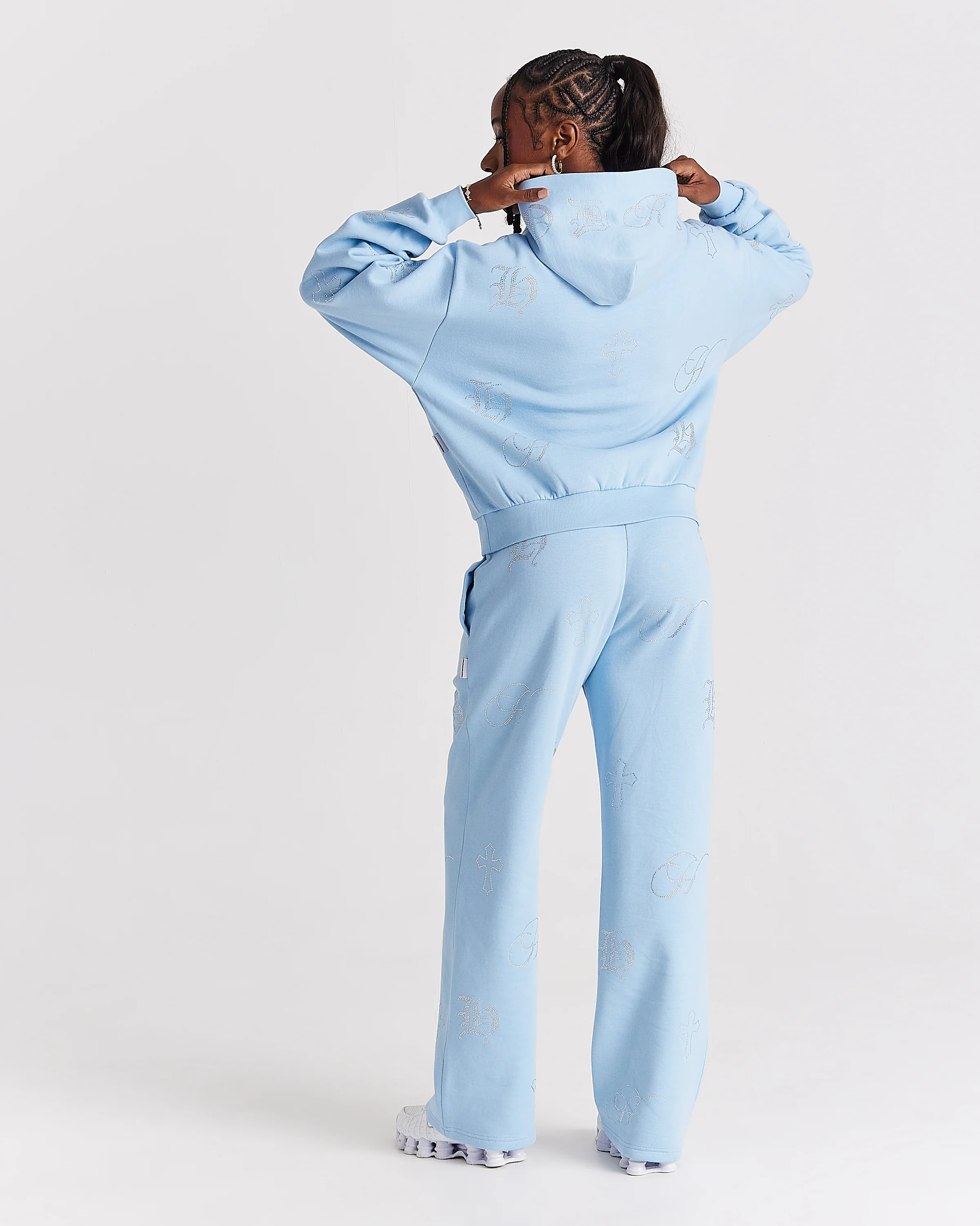Crystal Mid Length Hoodie - Light Blue/Rhinestone - Image 6