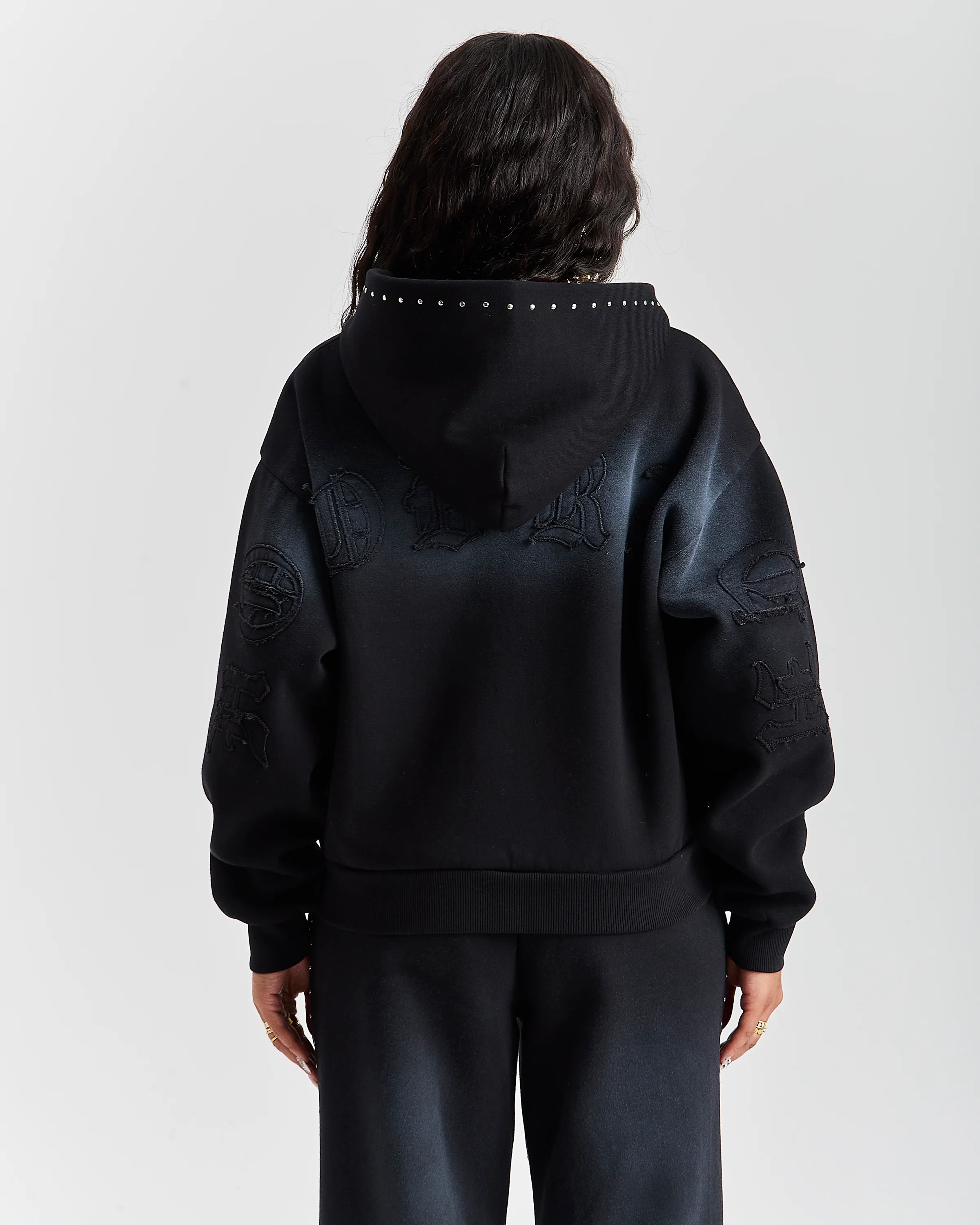 The Winner's Circle Aspen Mid Length Zip Hoodie - Black Wash - Image 10