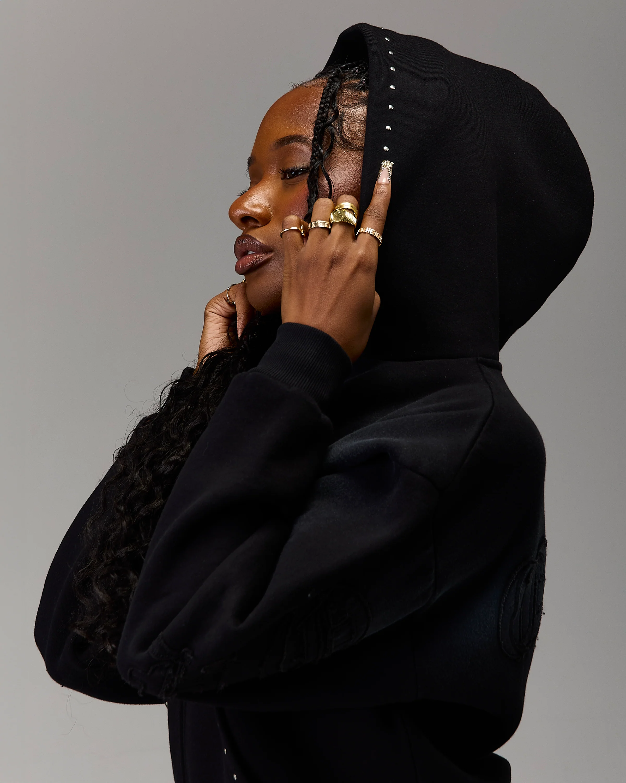 The Winner's Circle Aspen Mid Length Zip Hoodie - Black Wash - Image 12
