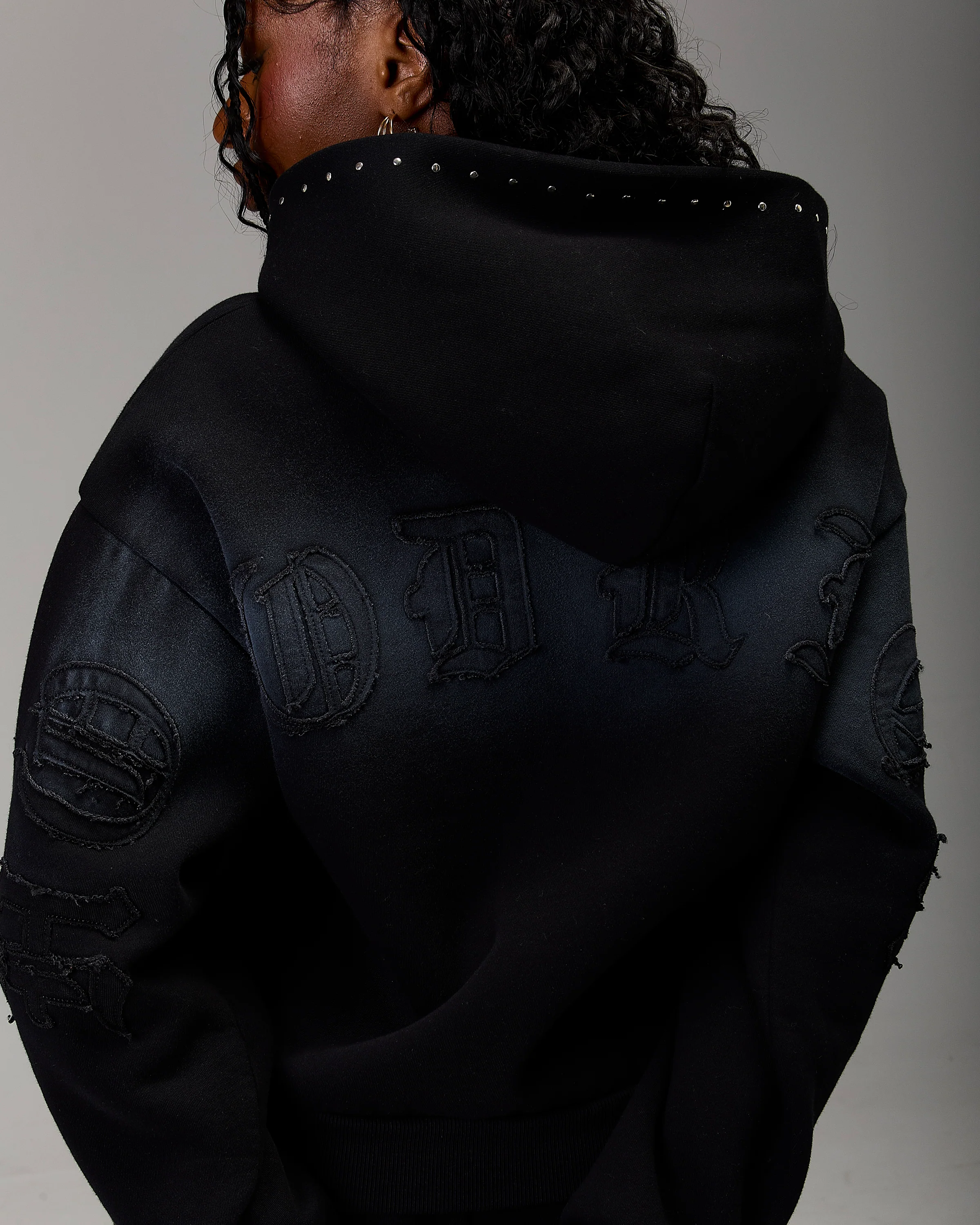 The Winner's Circle Aspen Mid Length Zip Hoodie - Black Wash - Image 14
