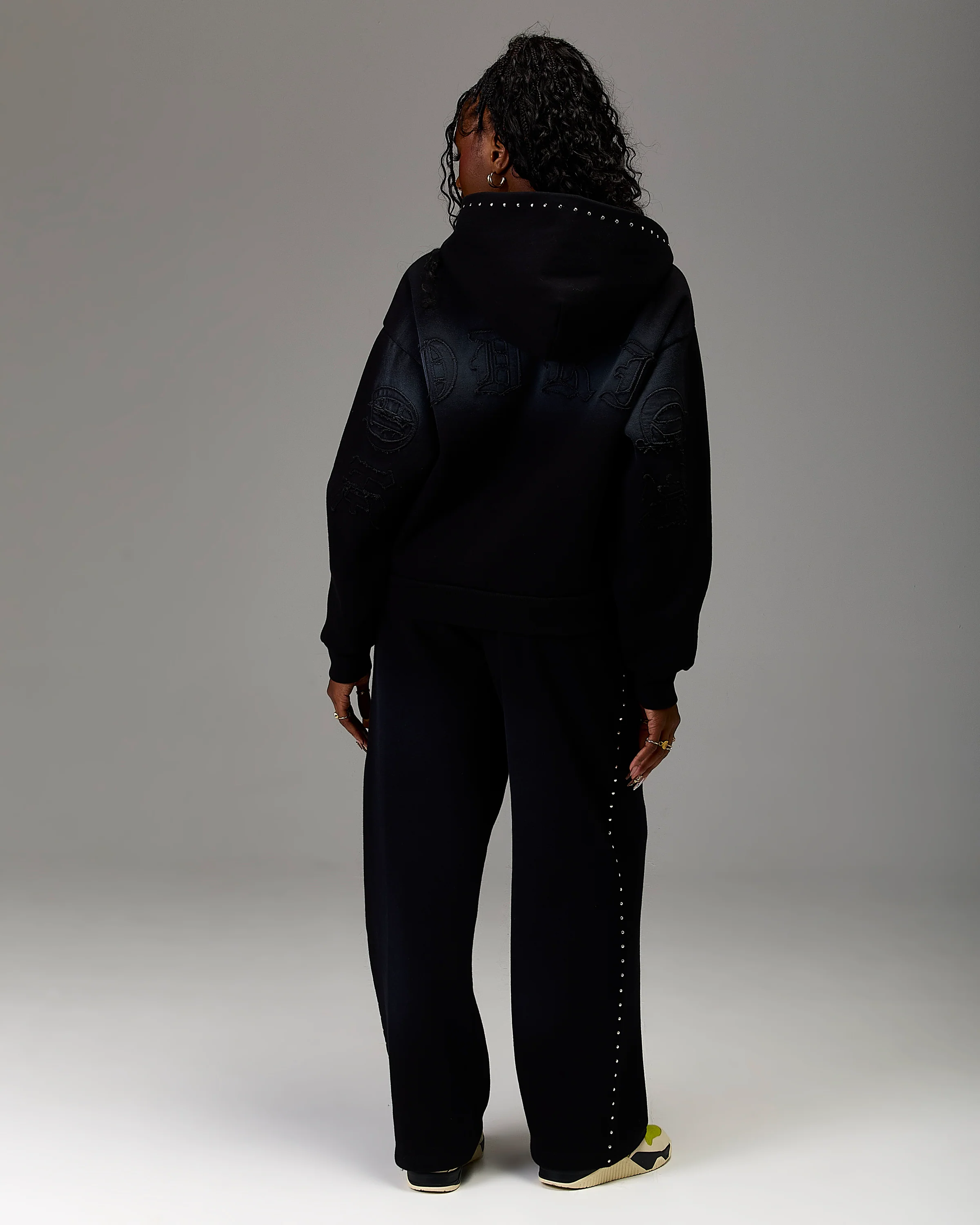 The Winner's Circle Aspen Mid Length Zip Hoodie - Black Wash - Image 15