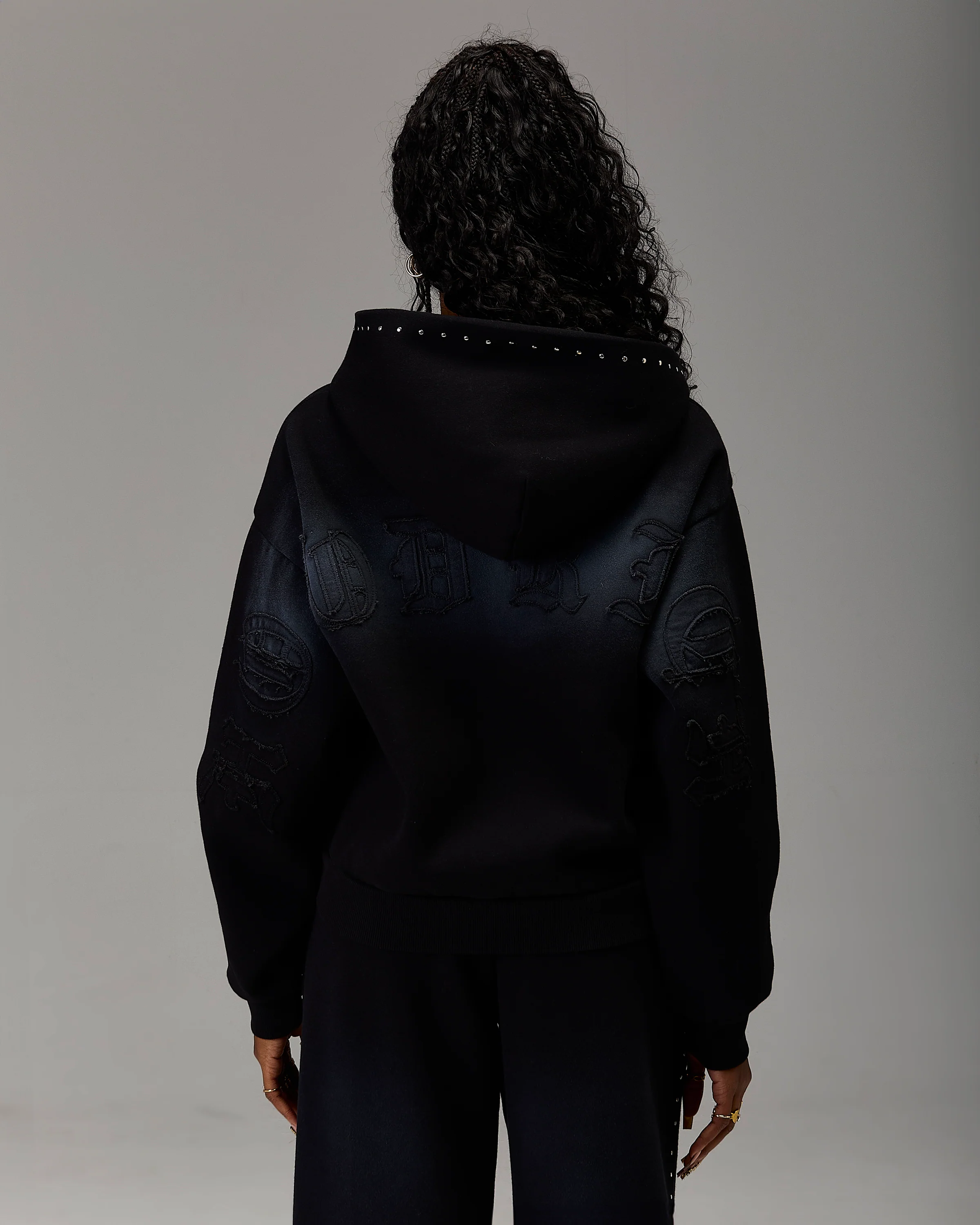 The Winner's Circle Aspen Mid Length Zip Hoodie - Black Wash - Image 17