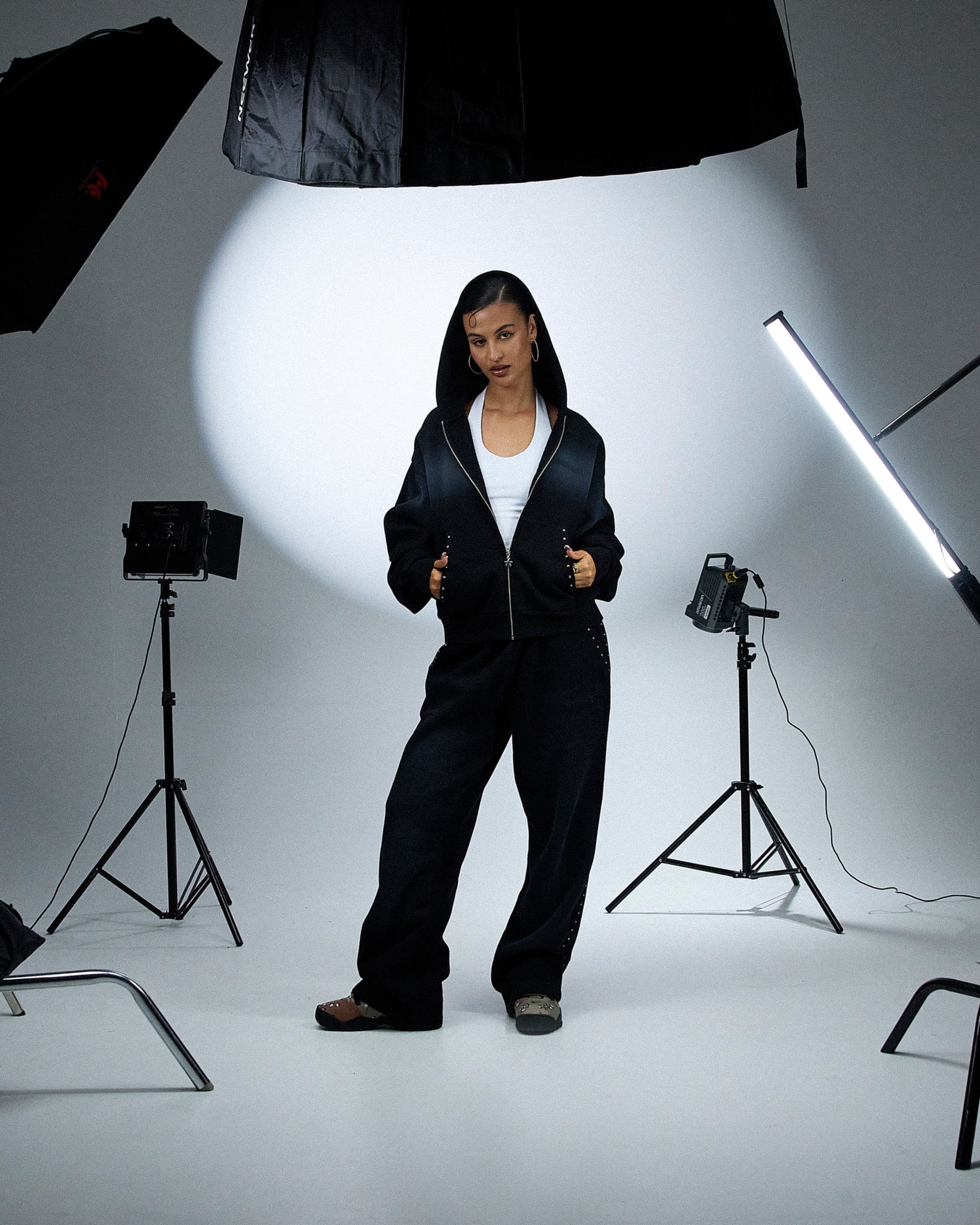 The Winner's Circle Aspen Mid Length Zip Hoodie - Black Wash - Image 6
