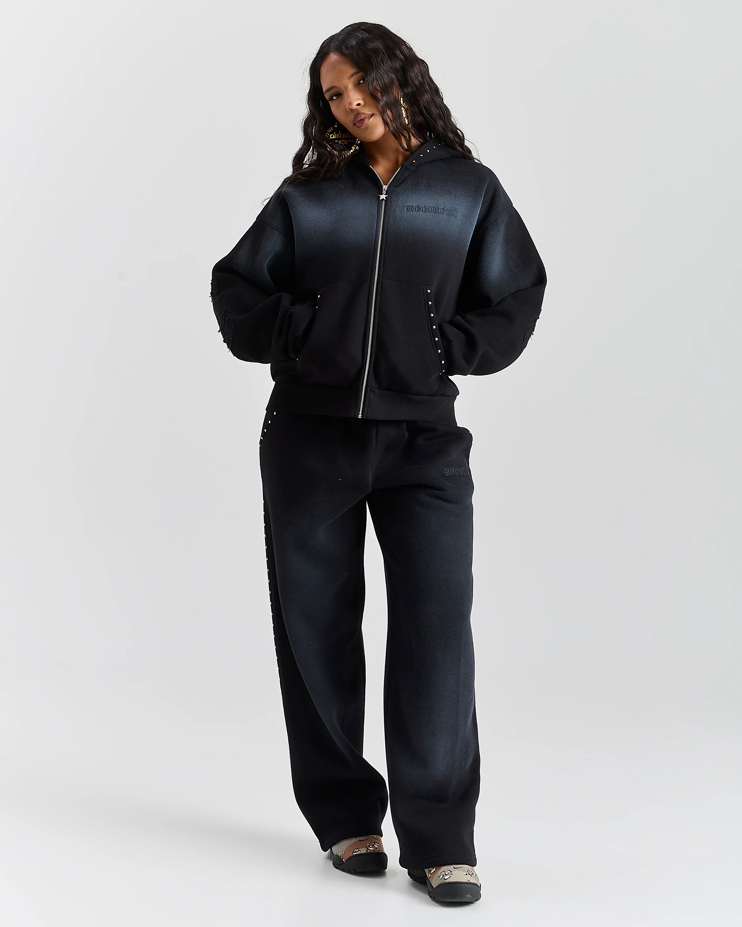 The Winner's Circle Aspen Mid Length Zip Hoodie - Black Wash - Image 7