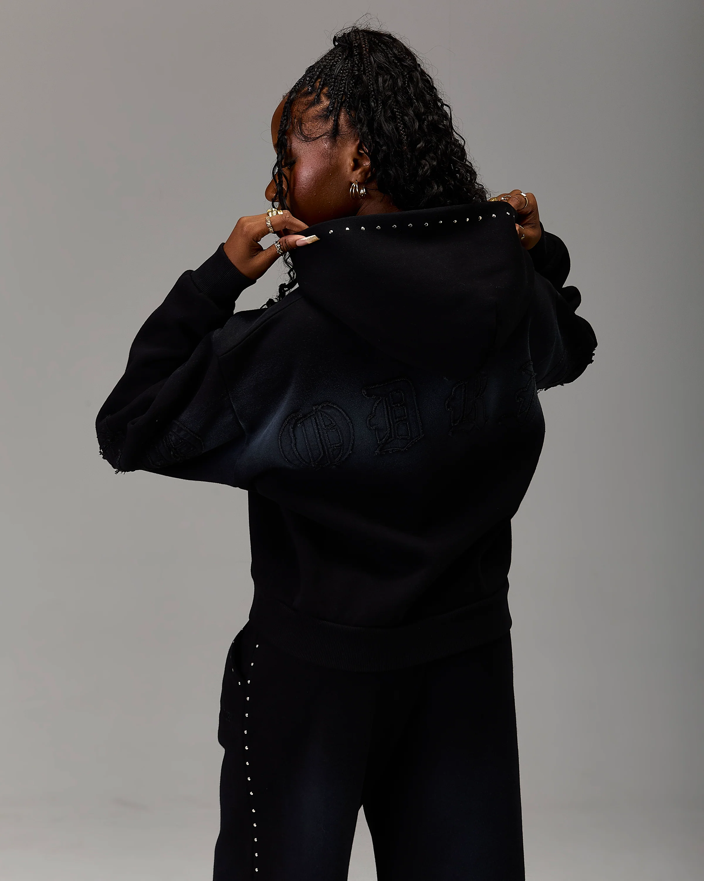 The Winner's Circle Aspen Mid Length Zip Hoodie - Black Wash - Image 8