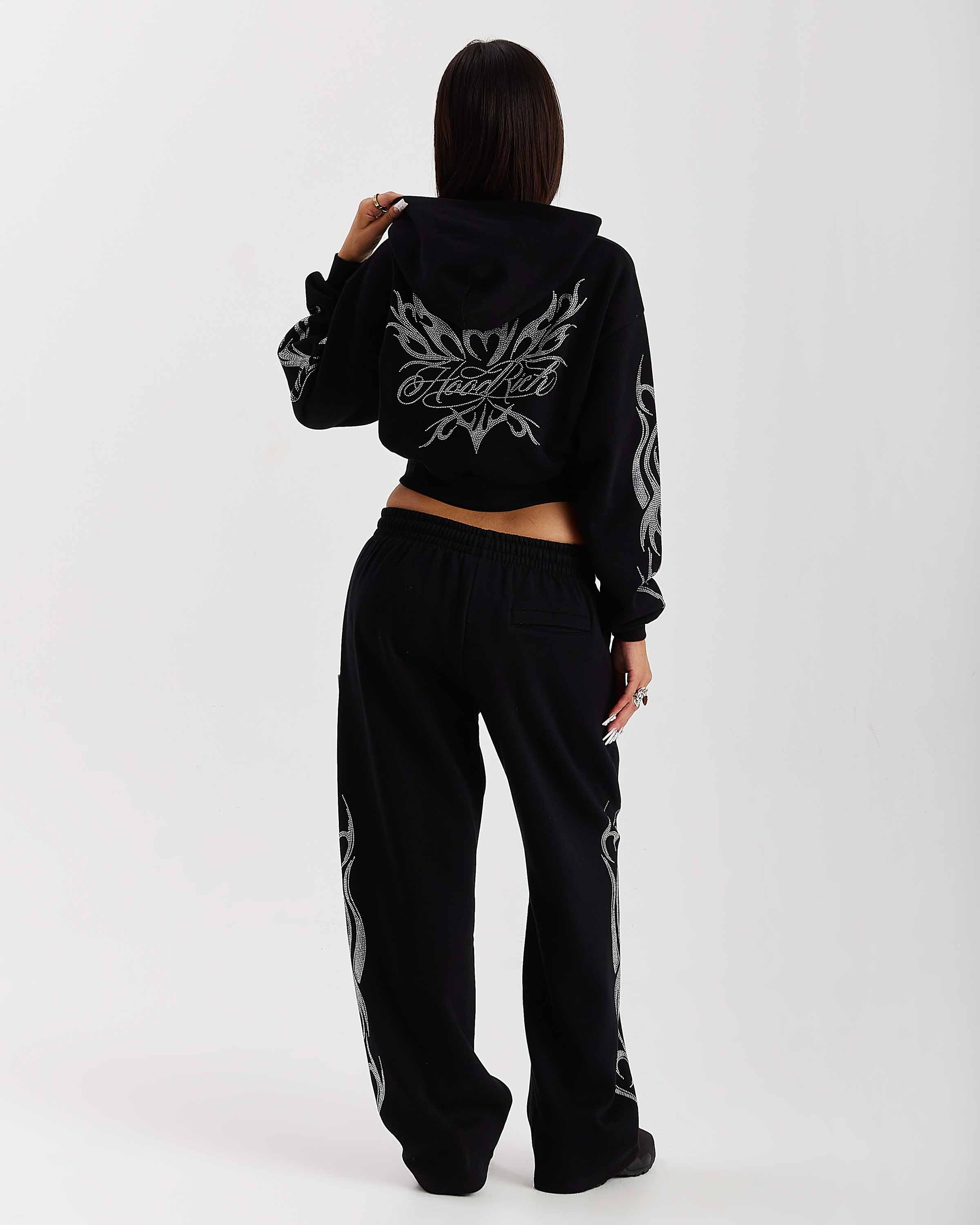 Morpho Oversized Wide Leg Joggers - Black/Silver - Image 3