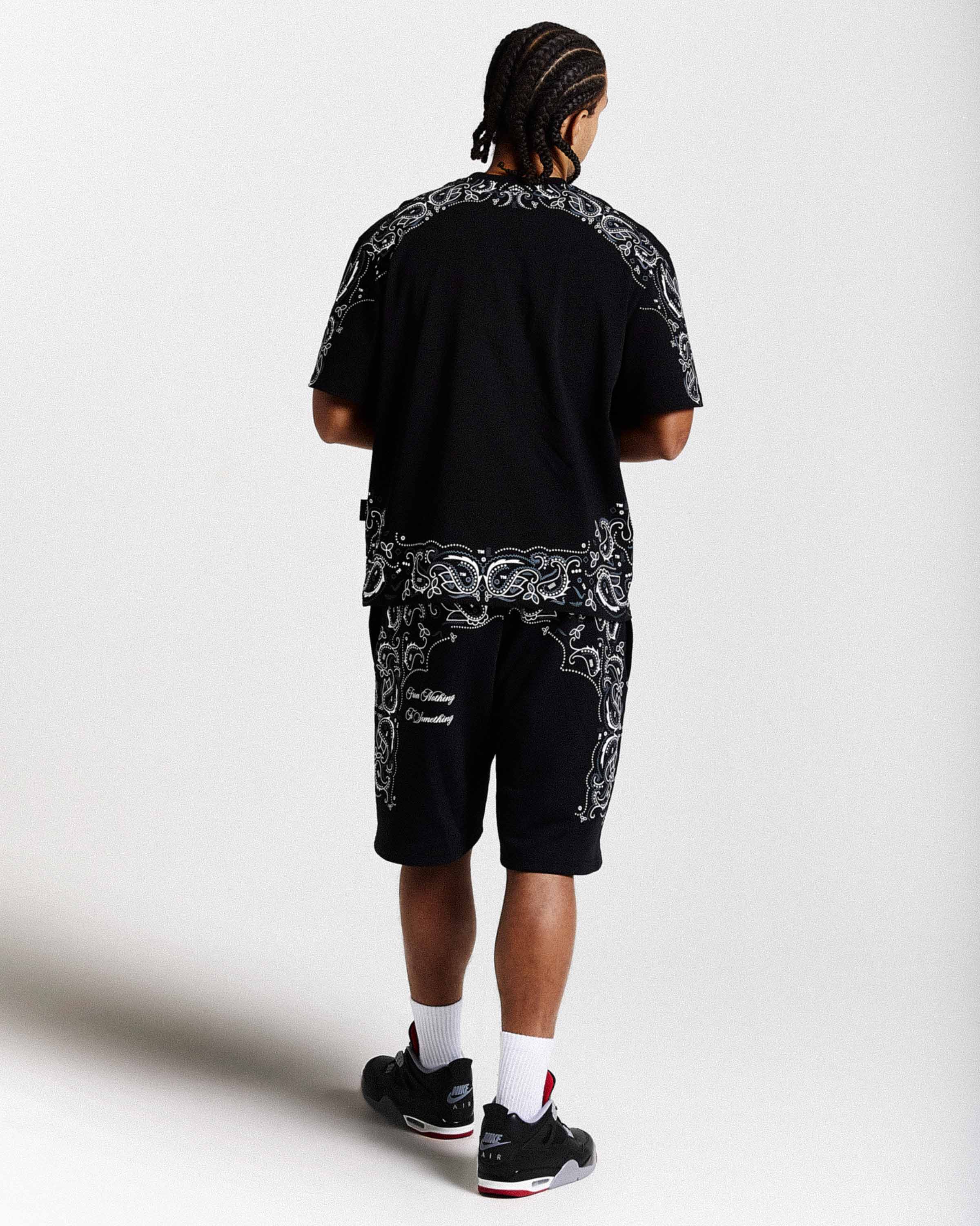 Motif Oversized T-Shirt - Black/White/Grey - Image 4