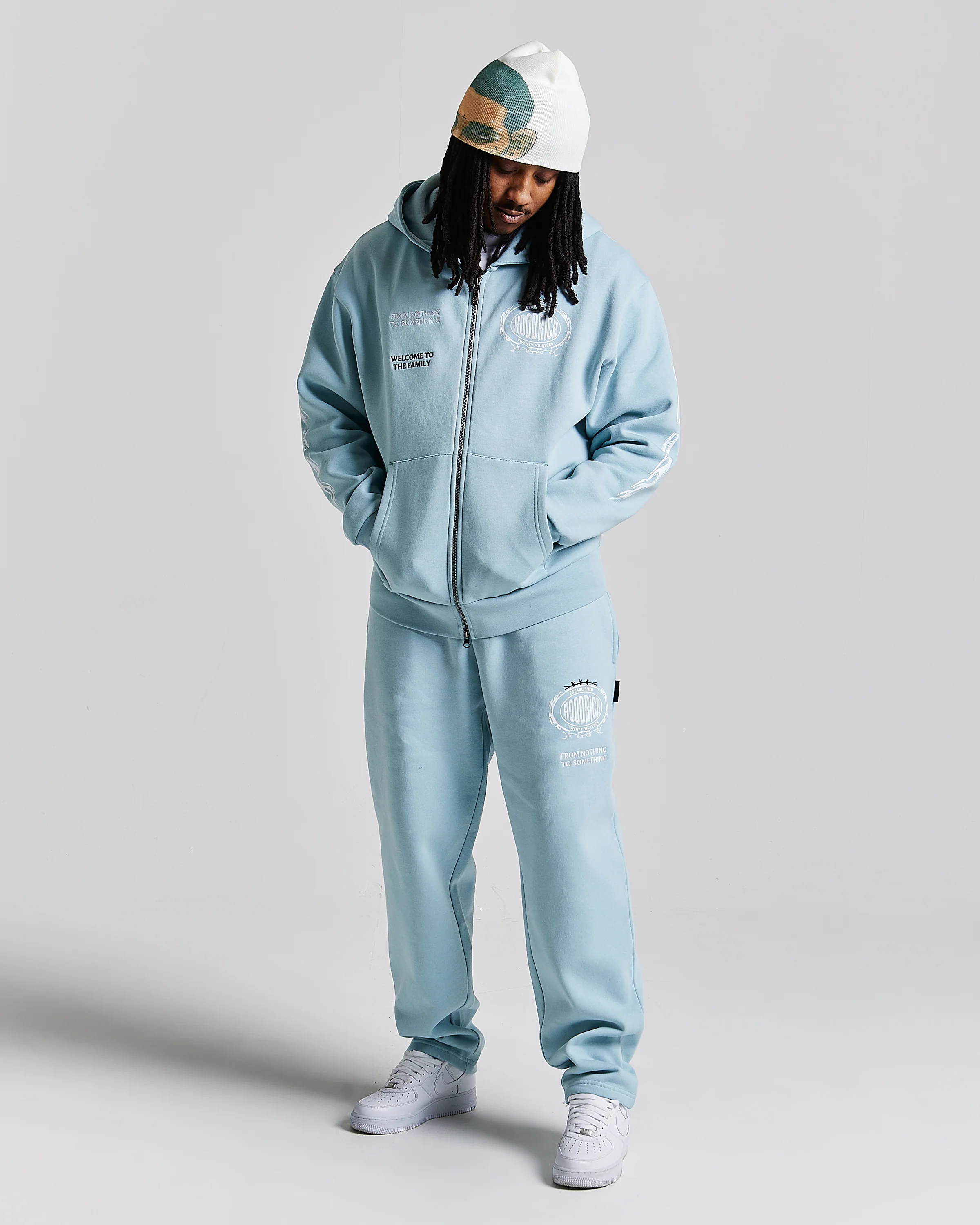 Noir Oversized Zip Hoodie - Blue/White - Image 6