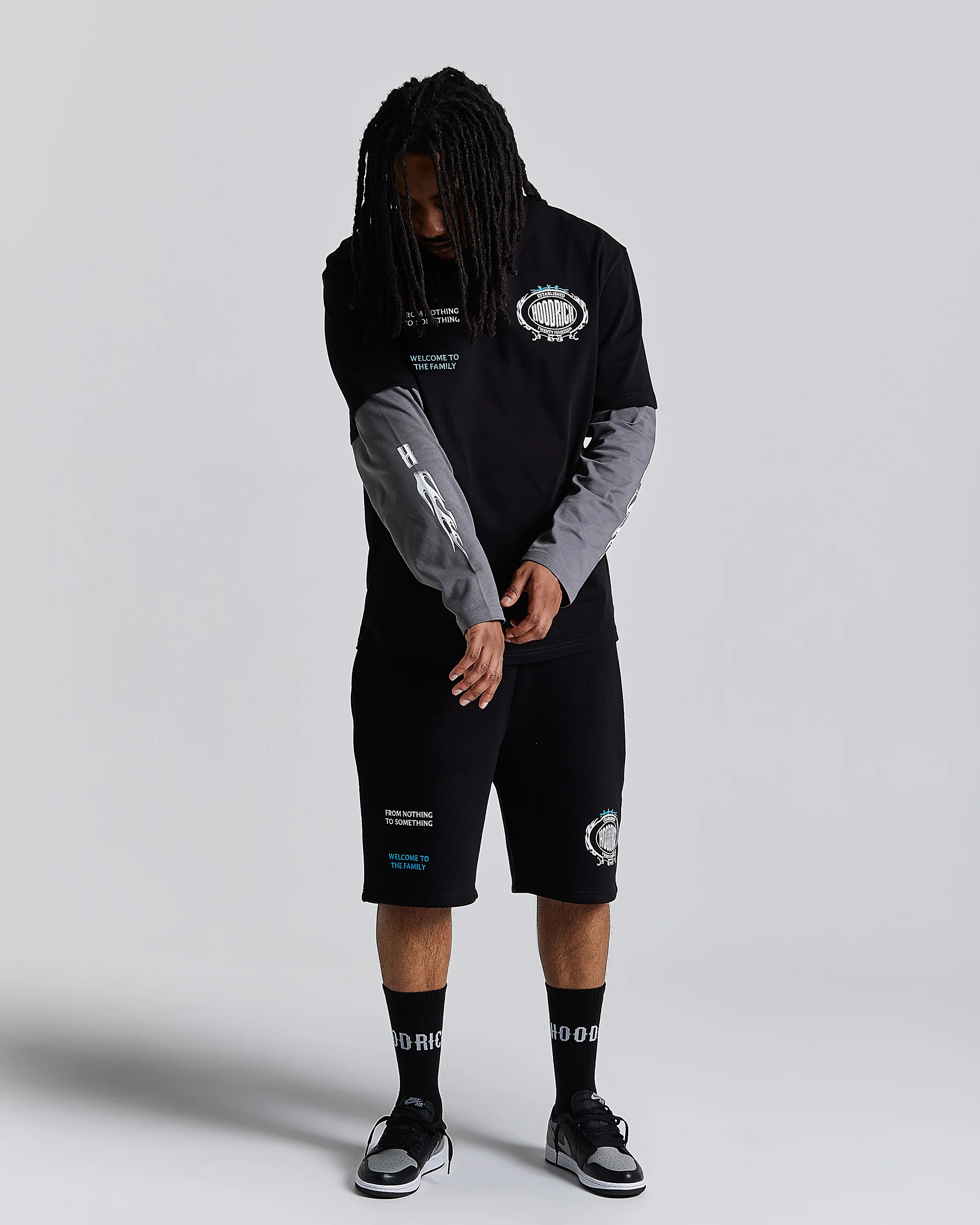 Noir Oversized Shorts - Black/Grey/Blue - Image 6
