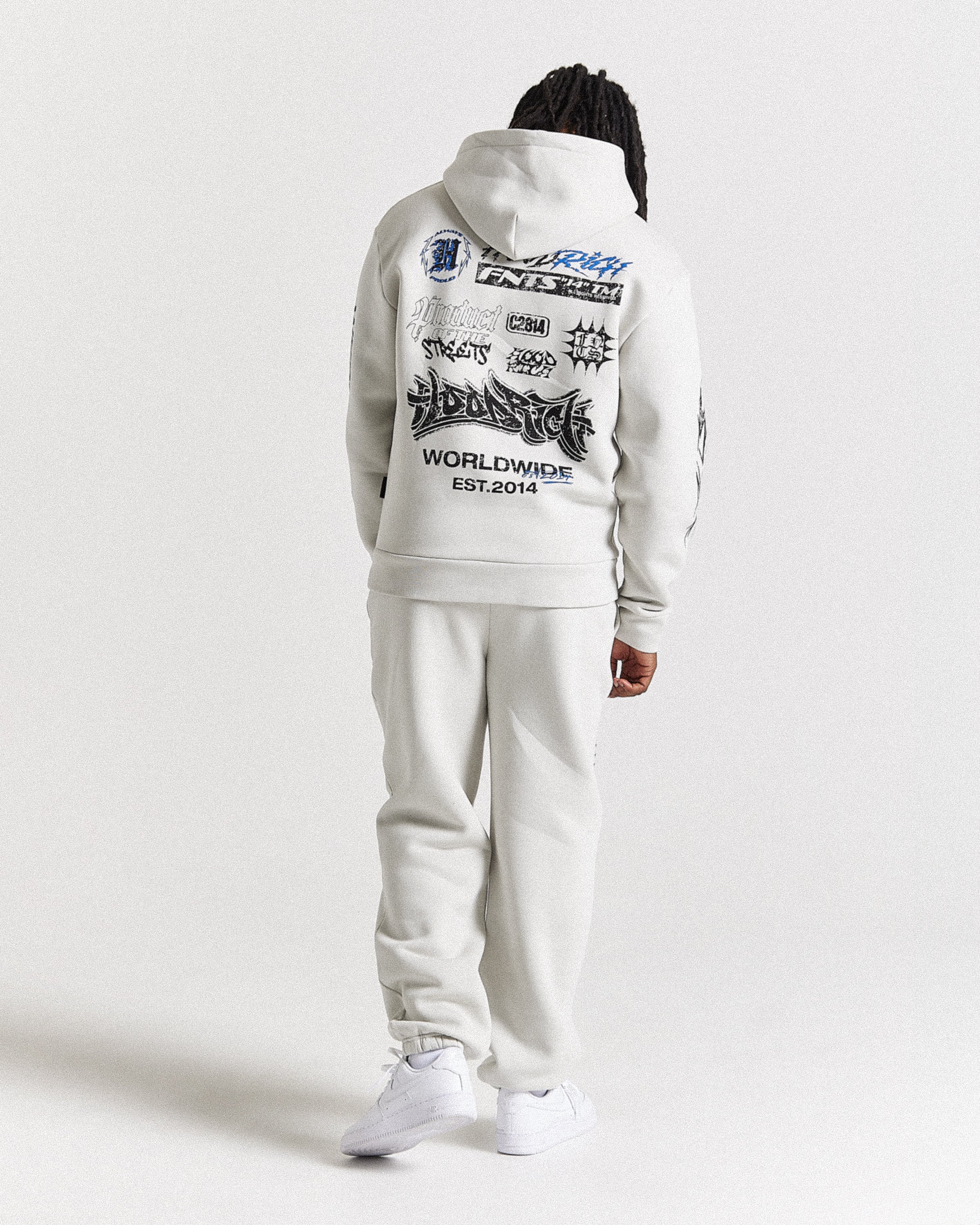 Vertigo Oversized Joggers - Off White/Black/Blue - Image 2