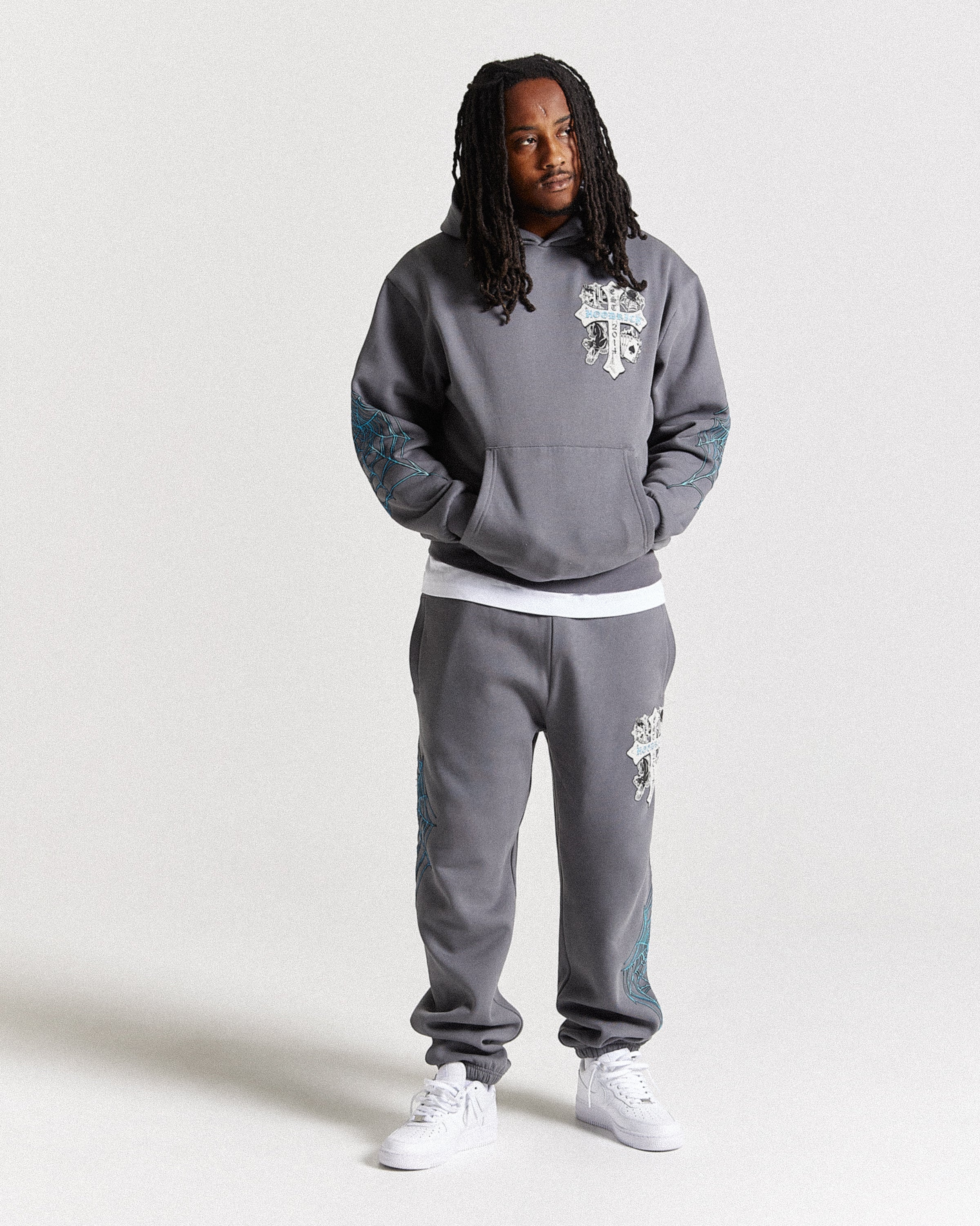 Cross Oversized Joggers - Grey/Blue - Image 2