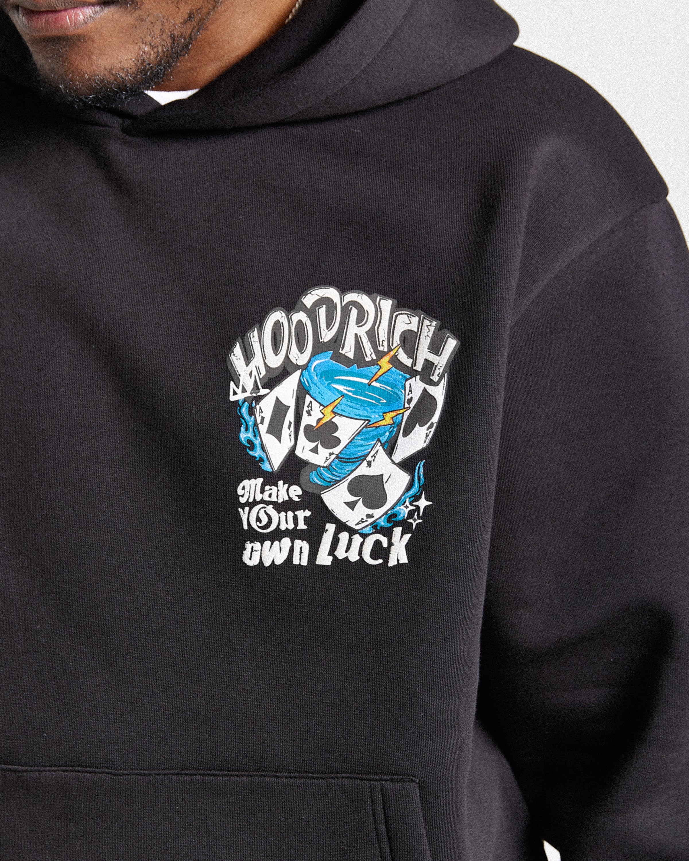 Your Luck Oversized Hoodie - Black/Grey/Blue - Image 3