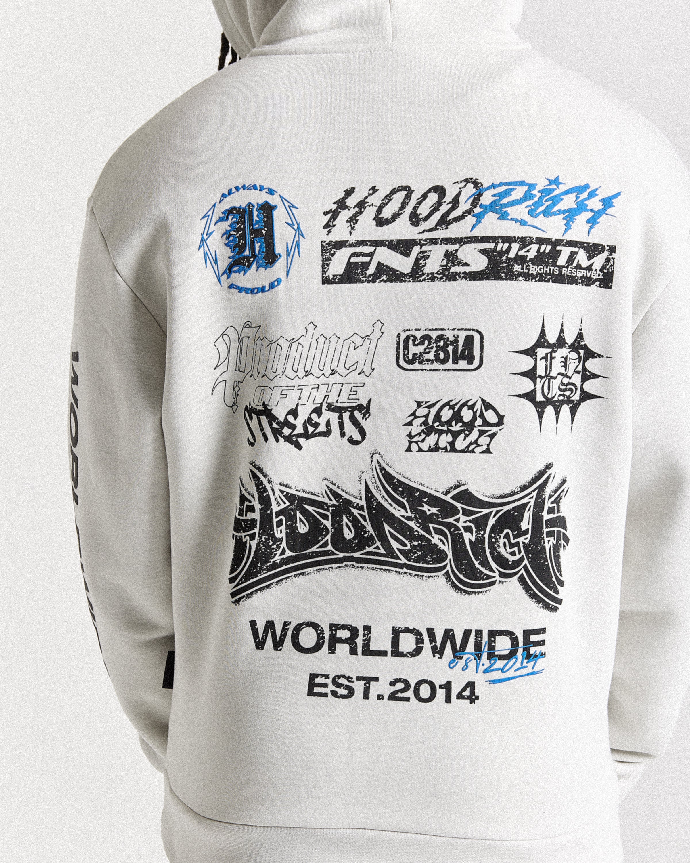 Vertigo Oversized Hoodie - Off White/Black/Blue - Image 10