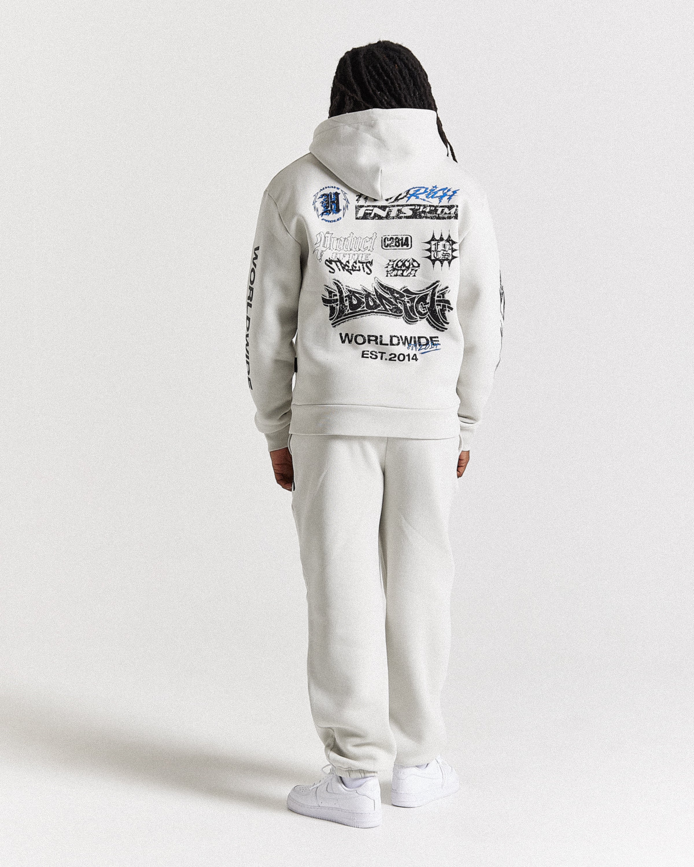 Vertigo Oversized Hoodie - Off White/Black/Blue - Image 4