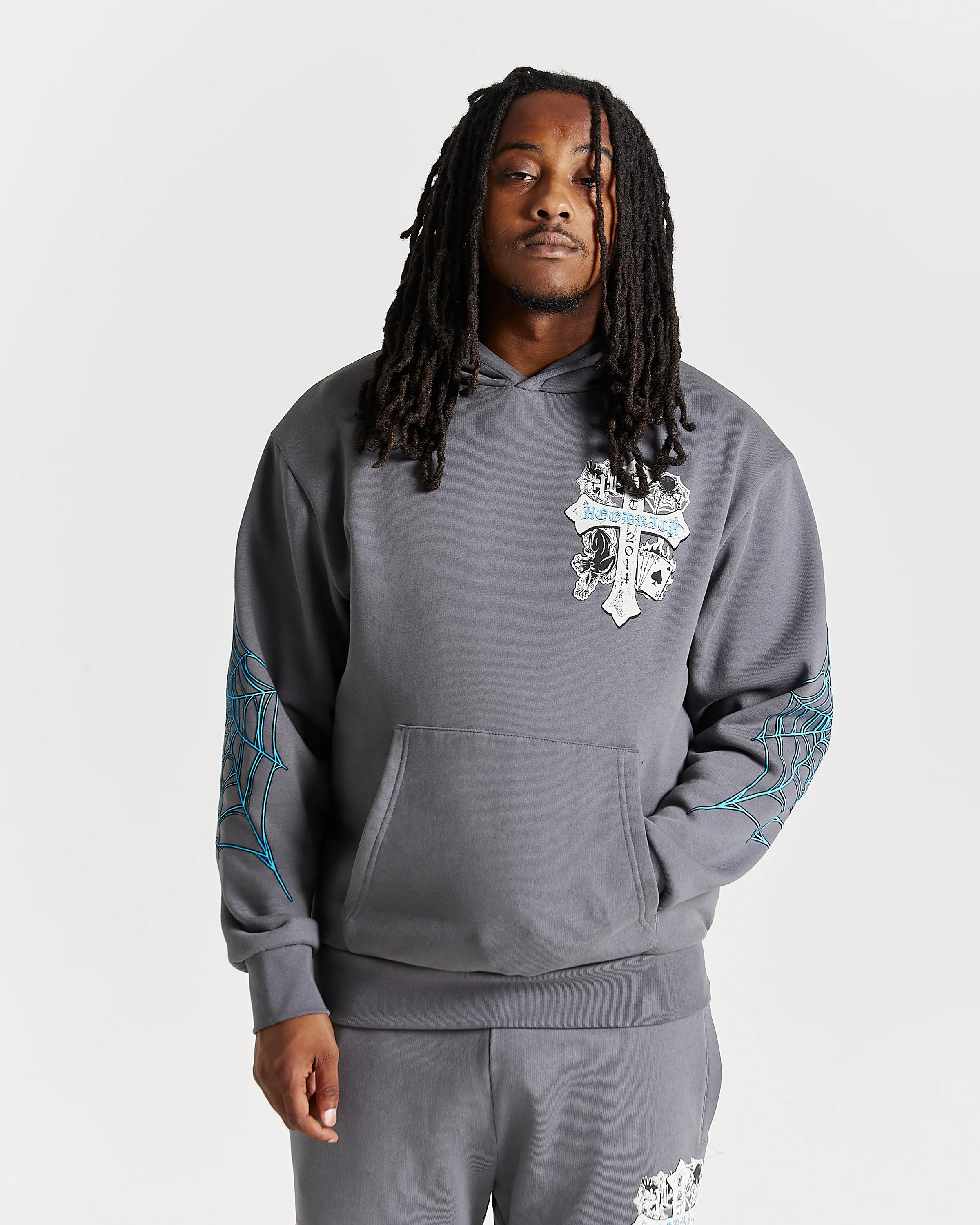 Cross Oversized Hoodie - Grey/Blue - Image 2