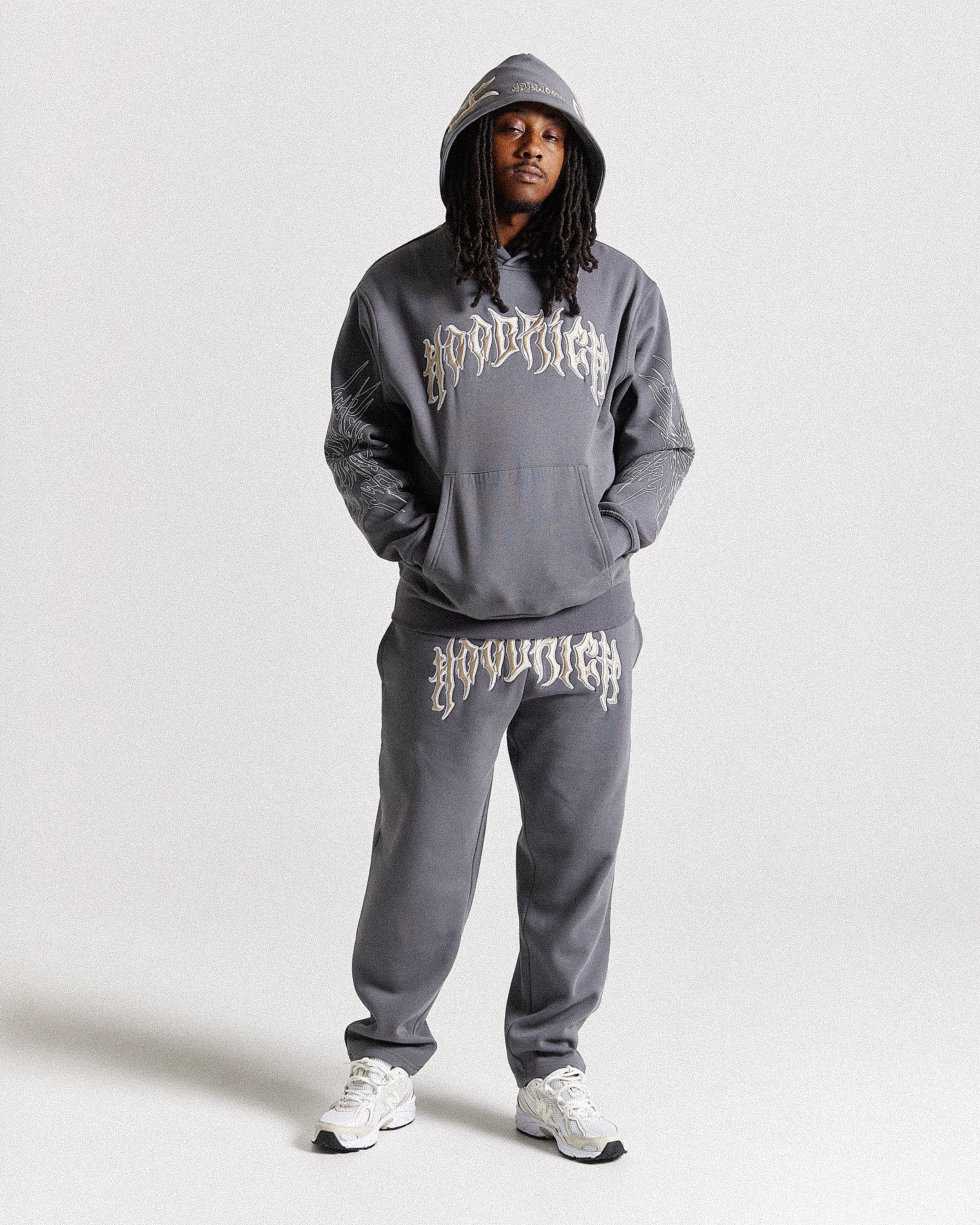 Spectral Oversized Hoodie - Grey/Cream - Image 4