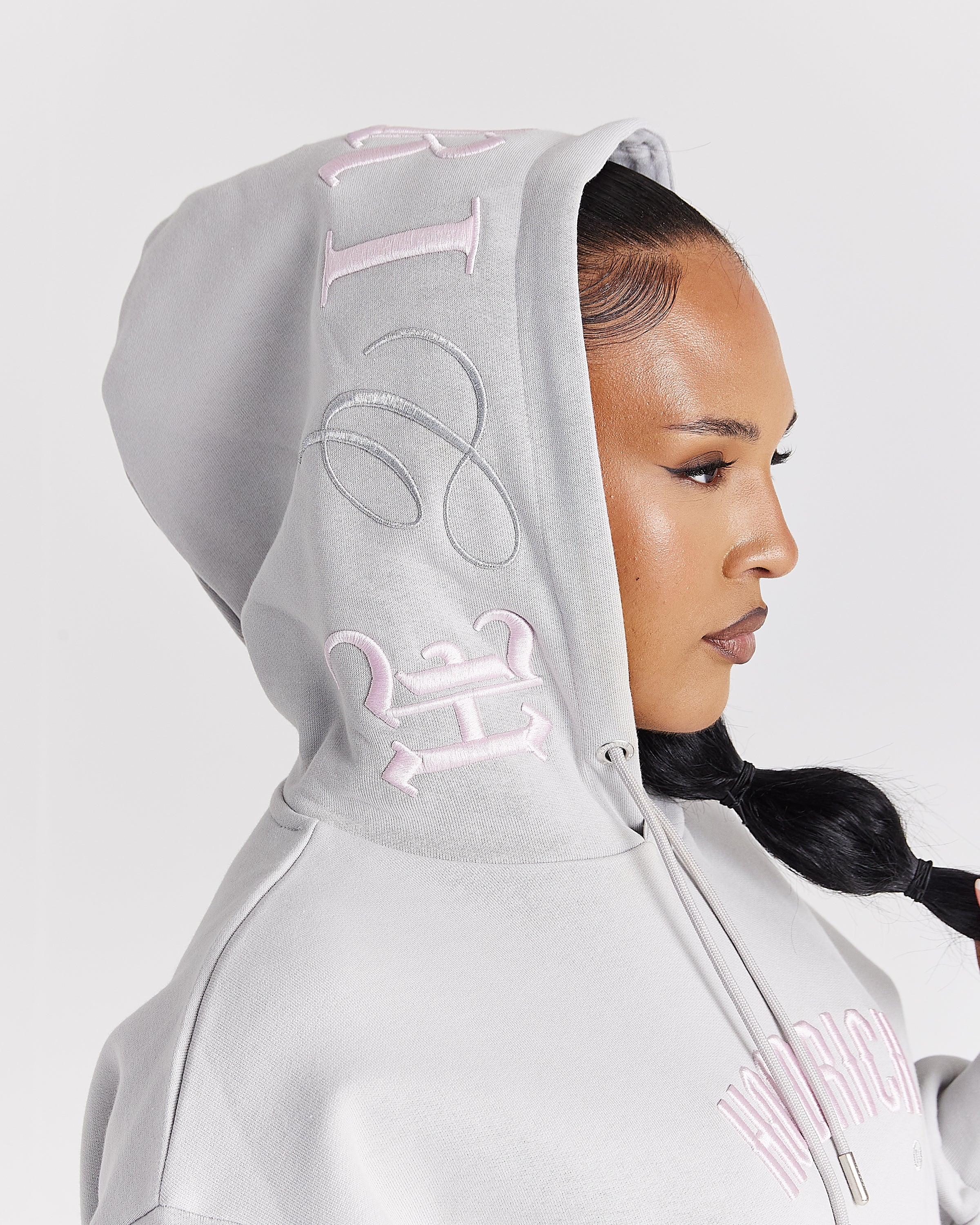Calor Oversized Hoodie - Light Grey/Pink - Image 2