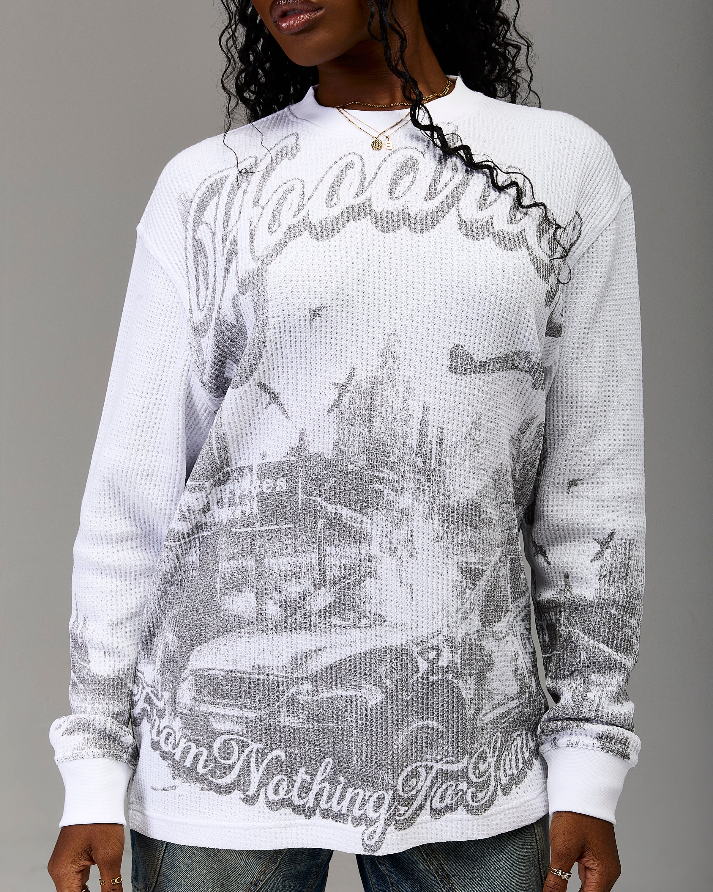 The Winner's Circle Oversized Long Sleeve T-Shirt - White/Grey - Image 15