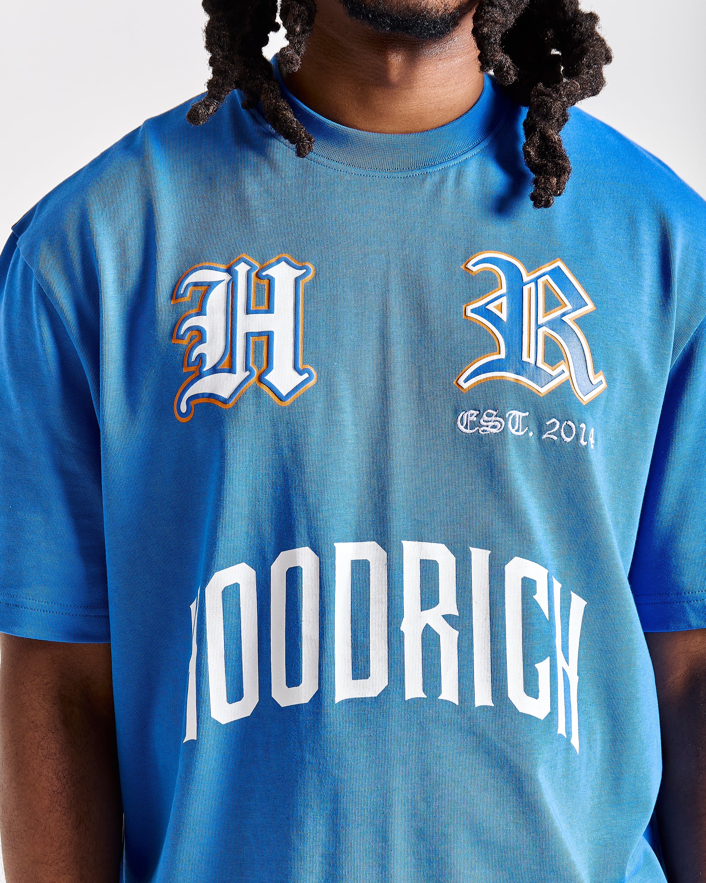 Menace Oversized T-Shirt - Blue/Black/Orange - Image 4