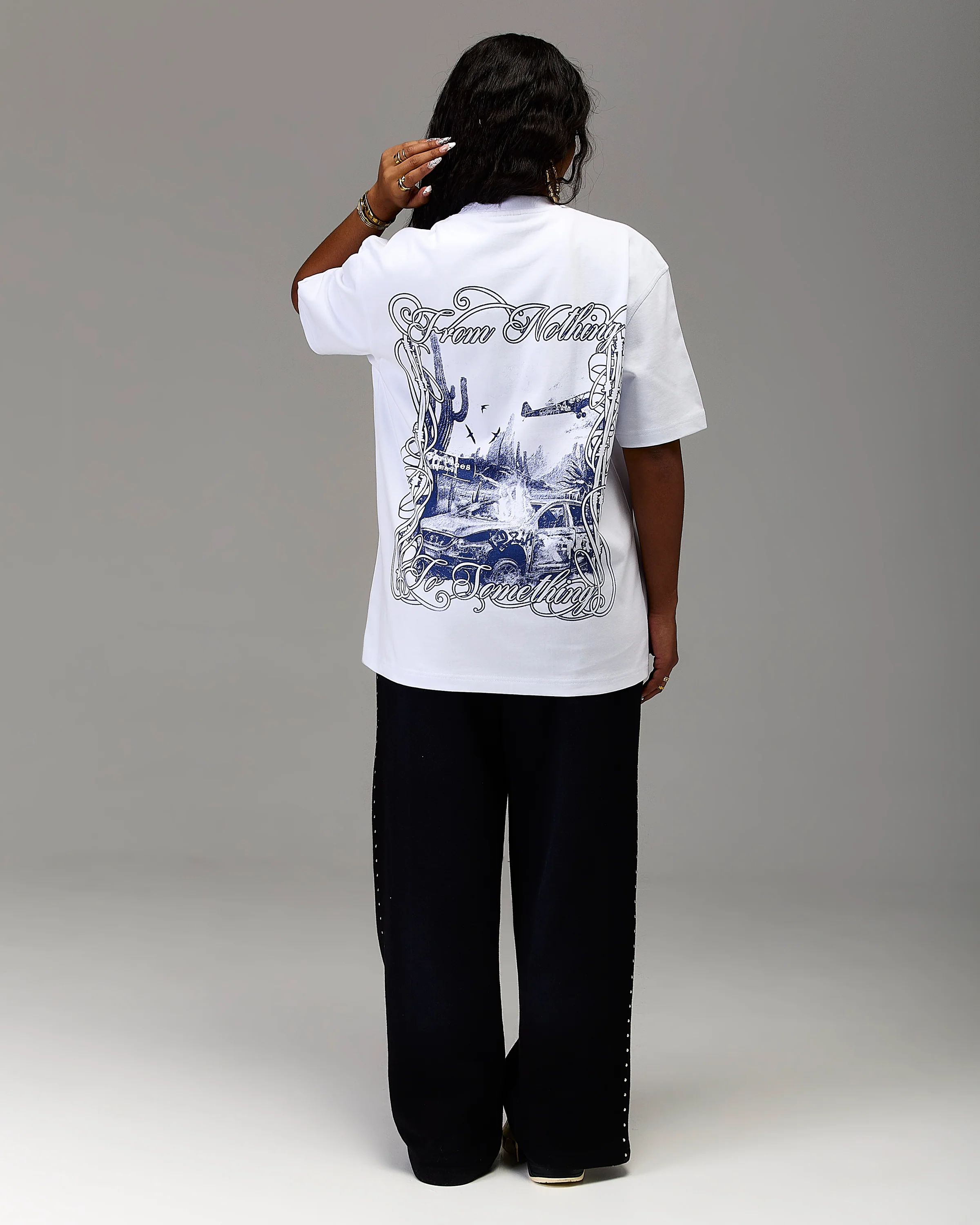 The Winner's Circle Oversized T-Shirt - White/Blue - Image 13
