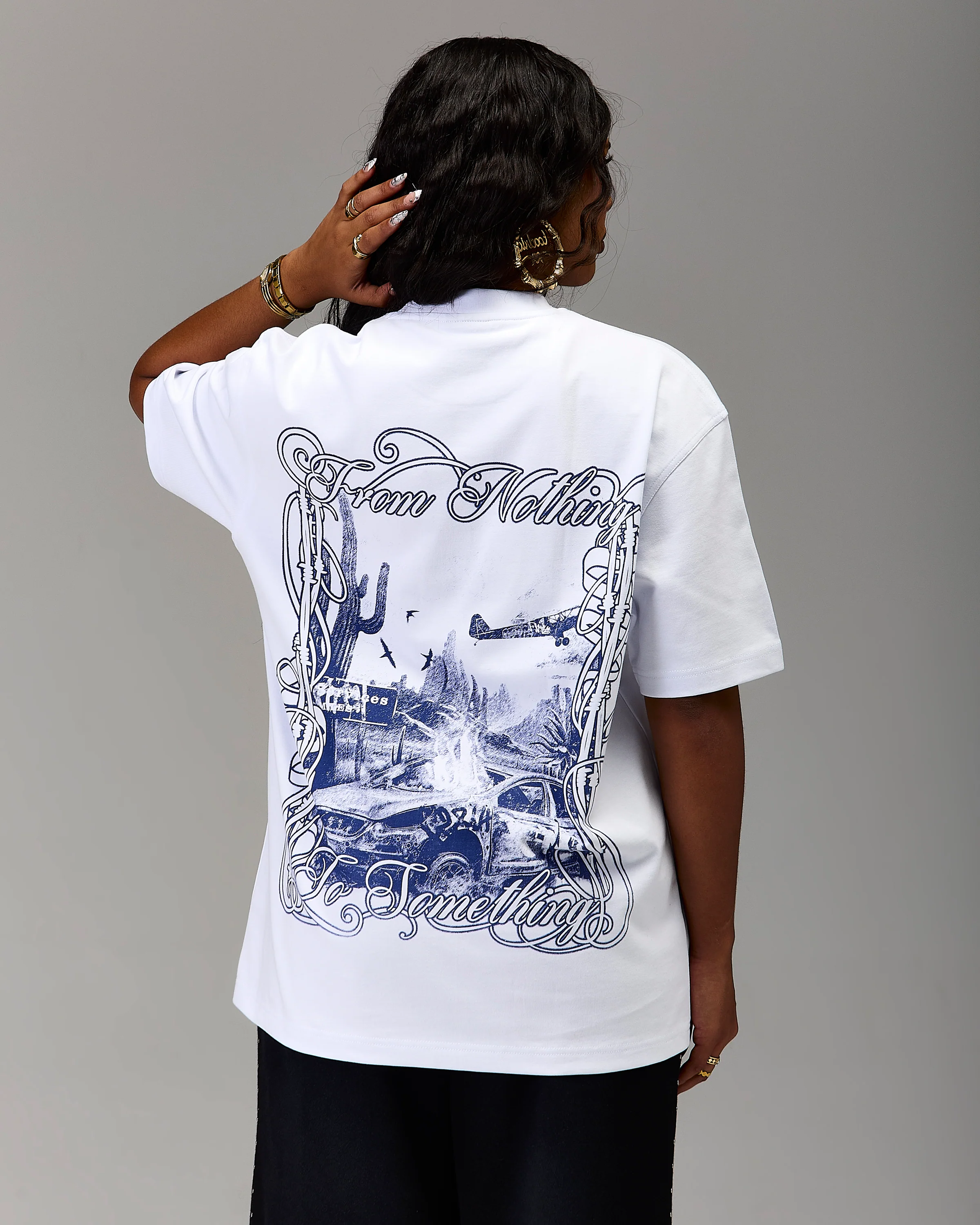 The Winner's Circle Oversized T-Shirt - White/Blue - Image 4