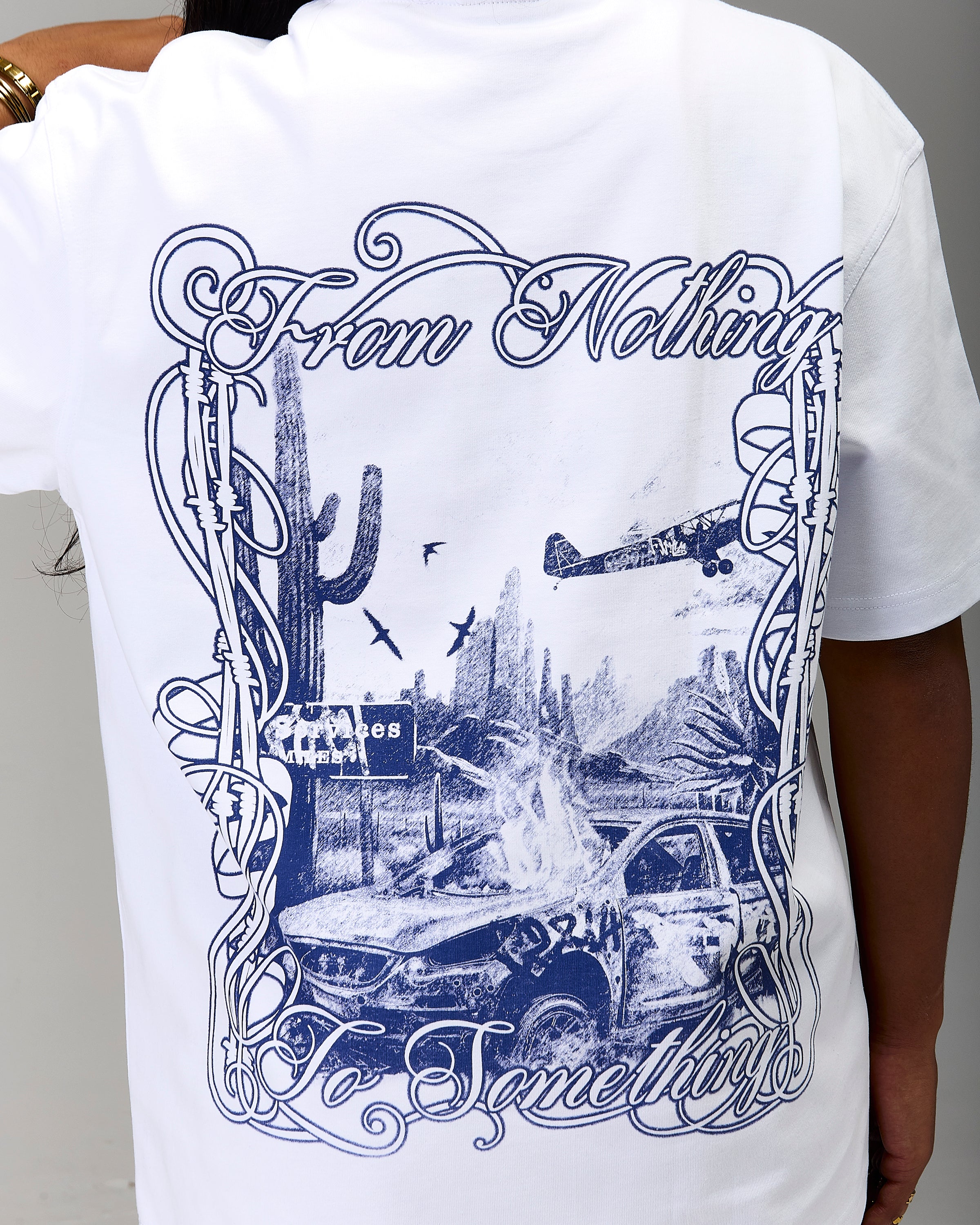 The Winner's Circle Oversized T-Shirt - White/Blue - Image 8