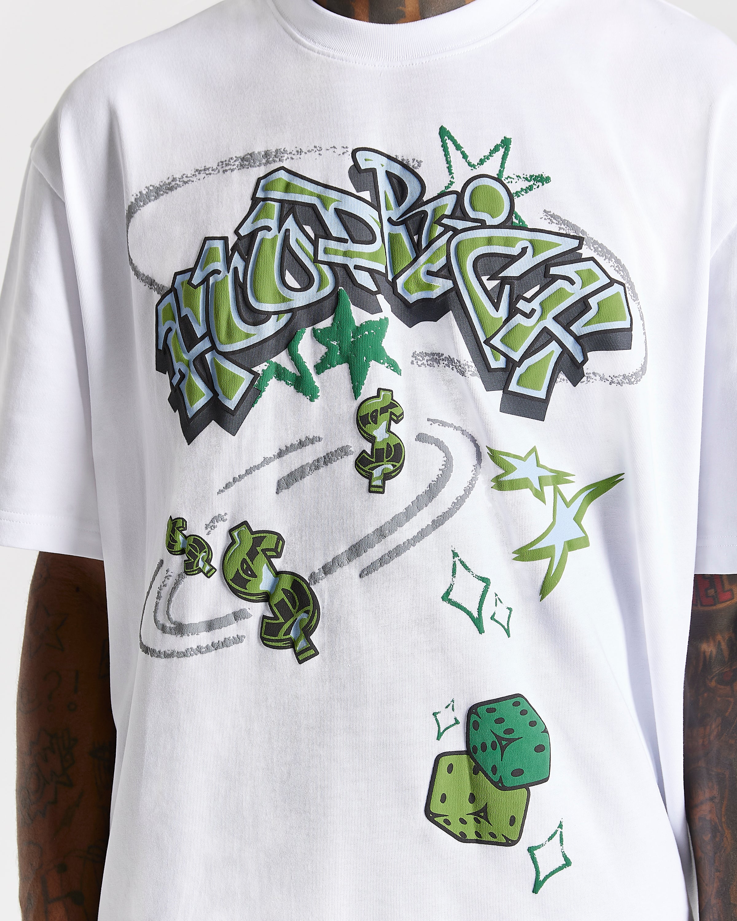Ice Gold Oversized T-Shirt - White/Green - Image 2