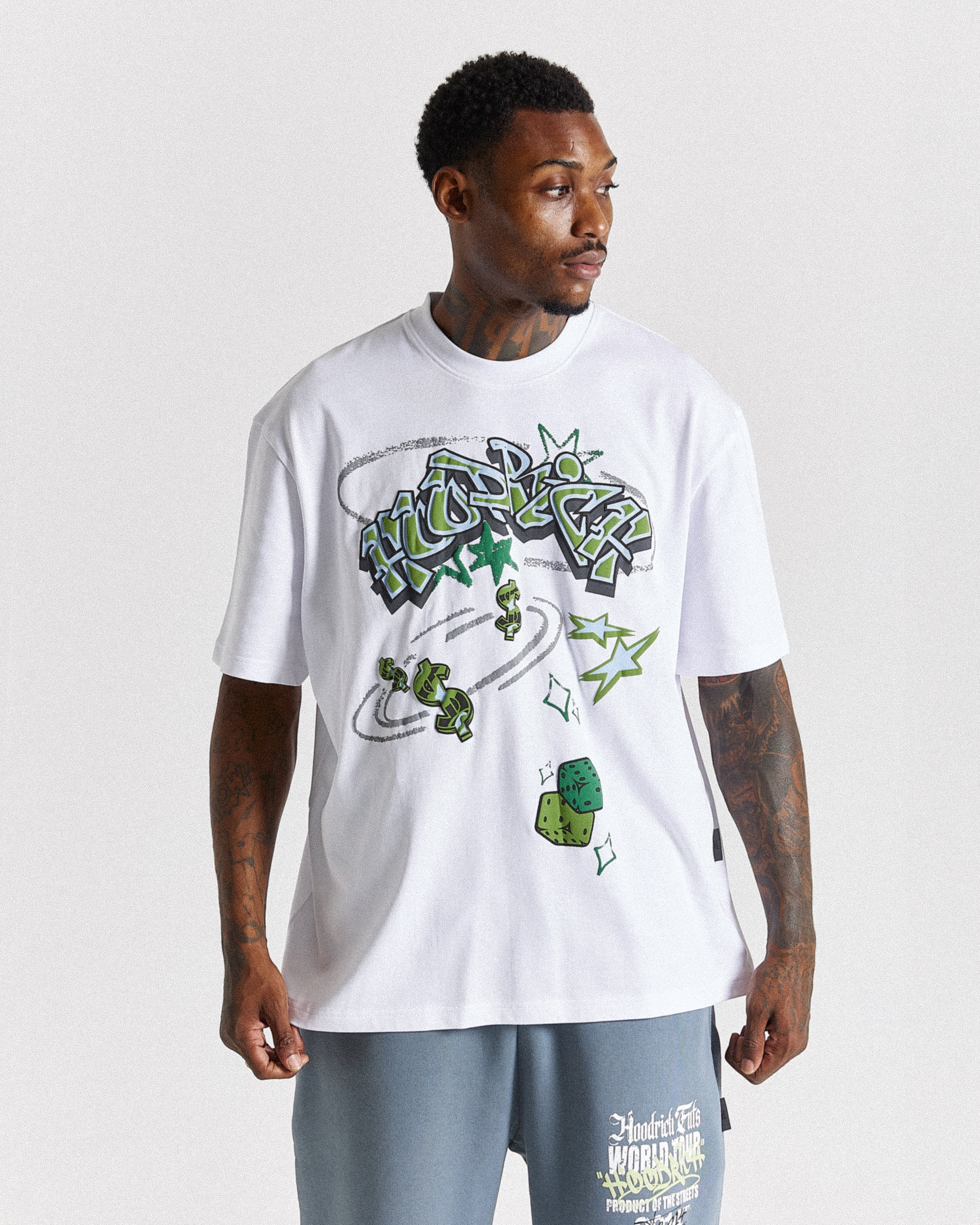 Ice Gold Oversized T-Shirt - White/Green - Image 7