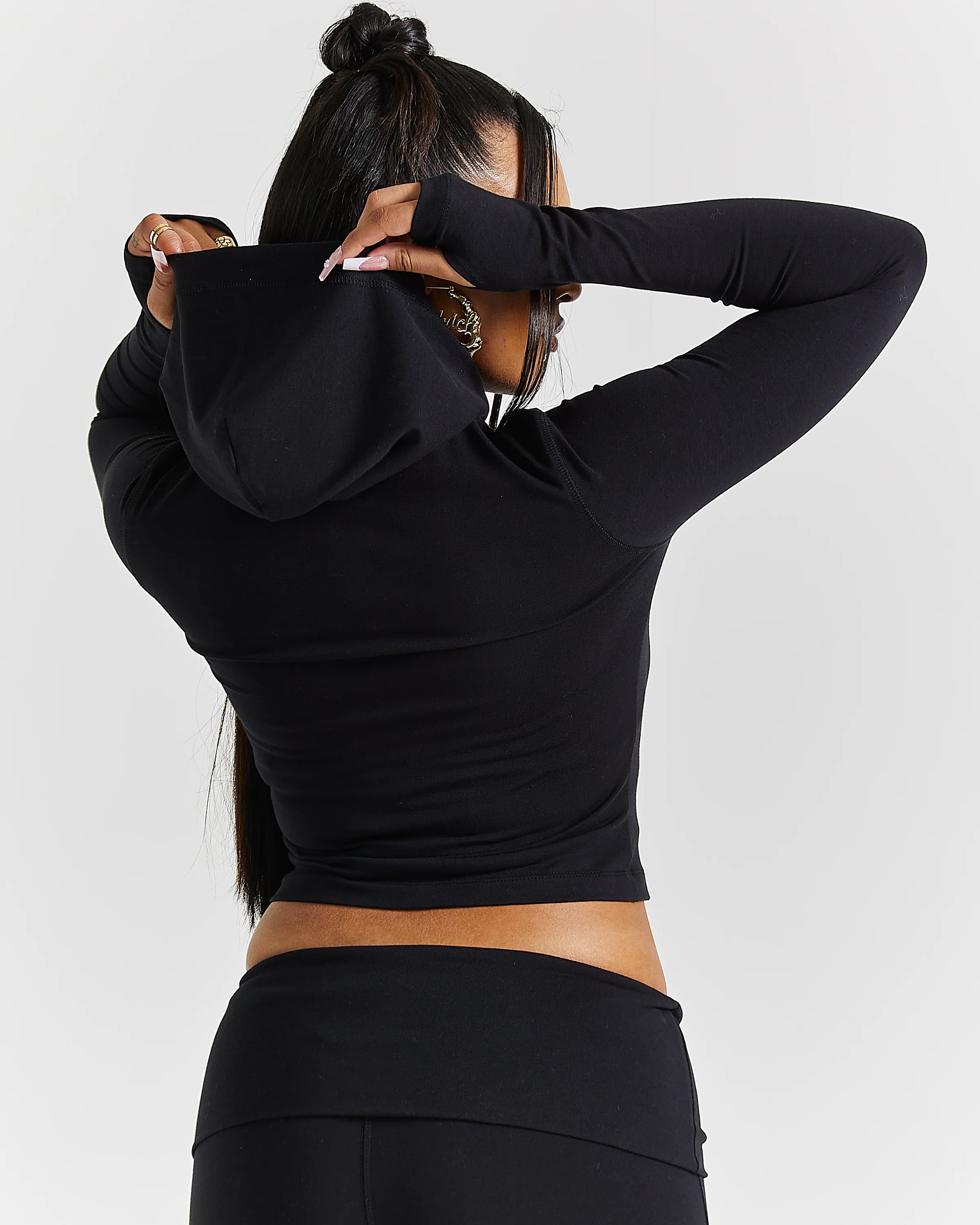 Poise Zip Hoodie - Black/White - Image 5