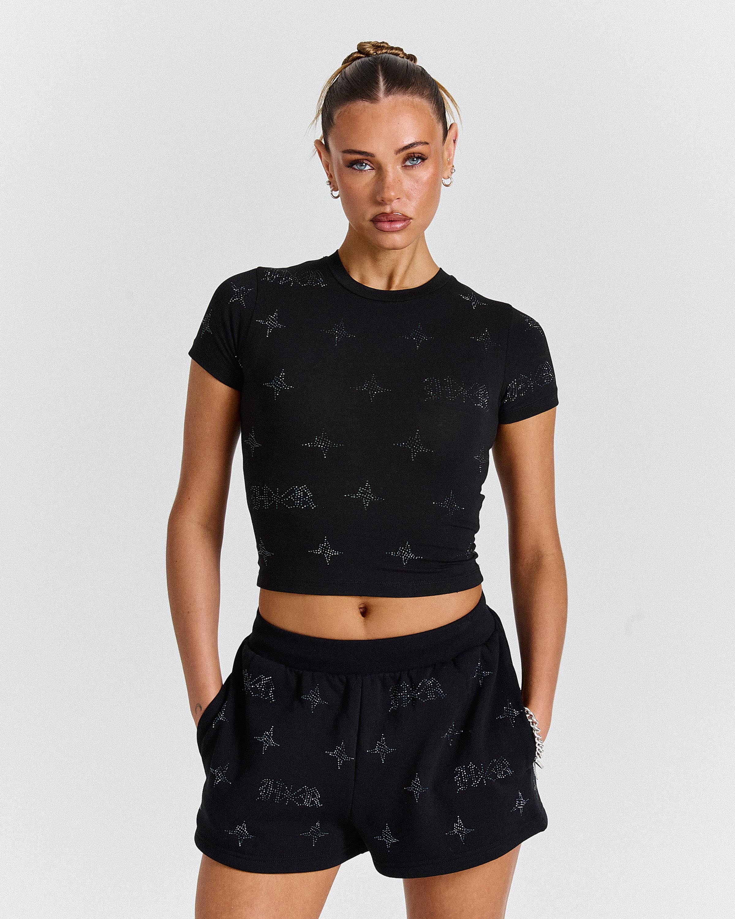 Razor Fitted Tee - Black/Rhinestone - Image 10