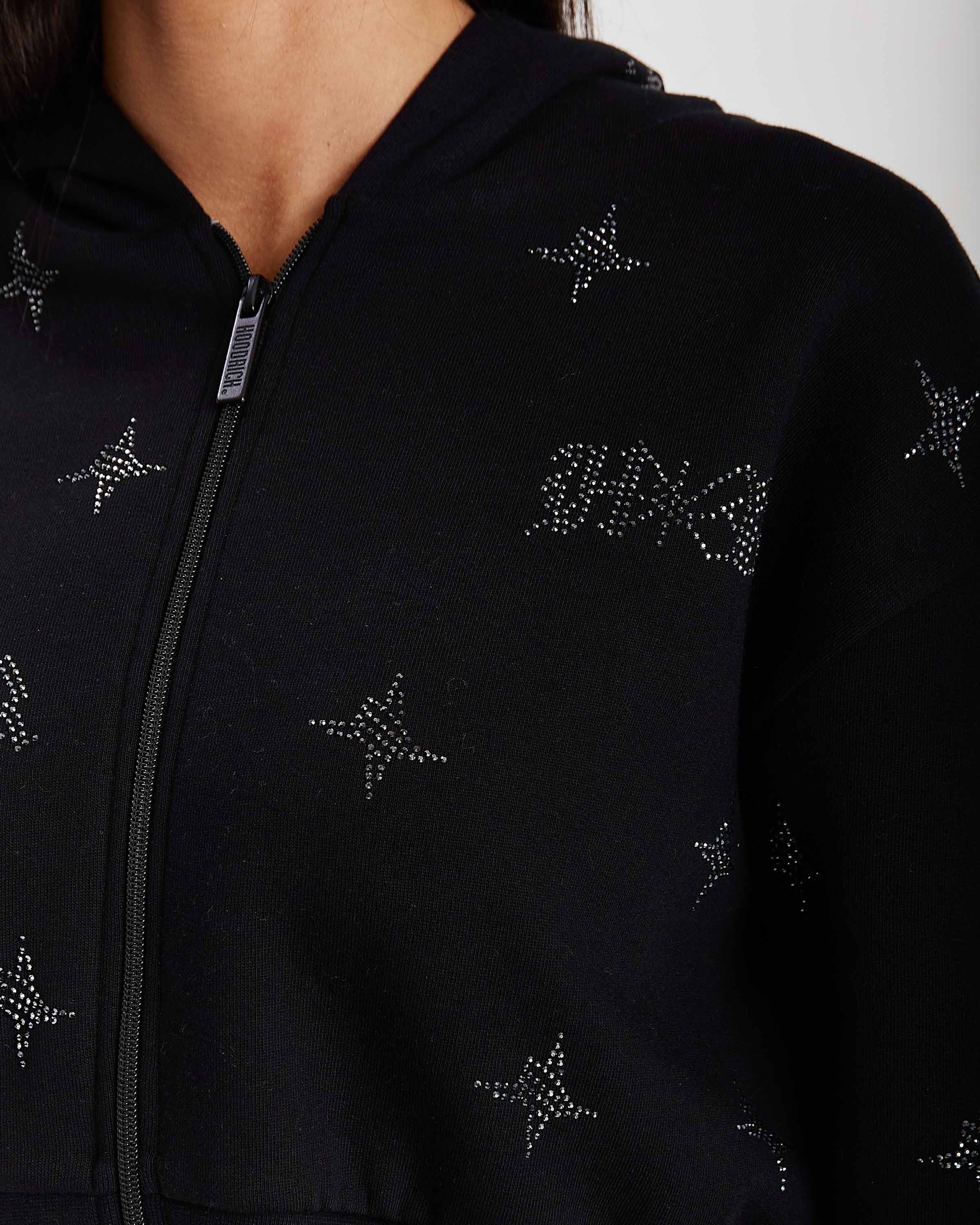 Razor Cropped Zip Hoodie - Black/Silver - Image 5