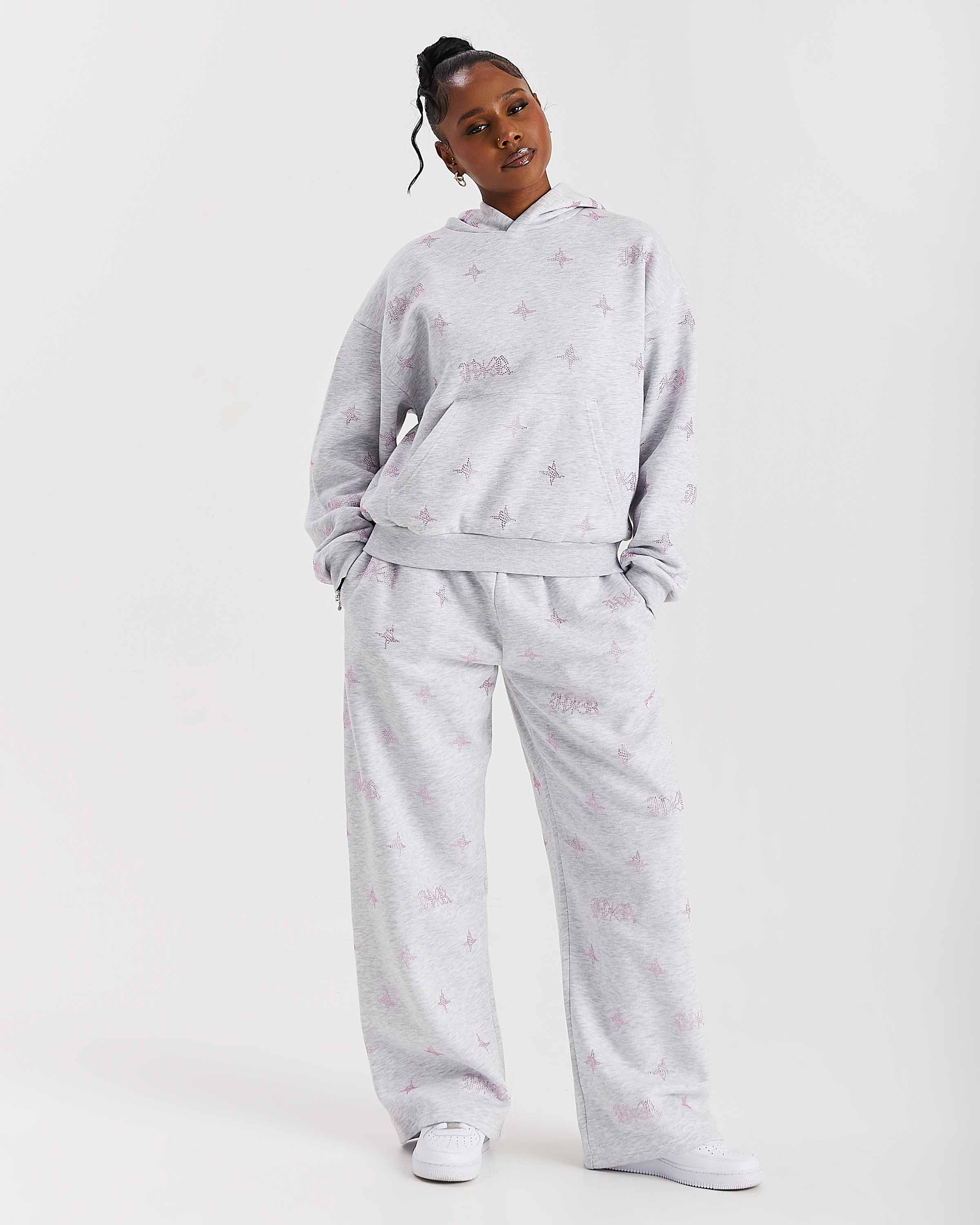 Razor Mid Length Hoodie - Light Grey/Rhinestone - Image 9
