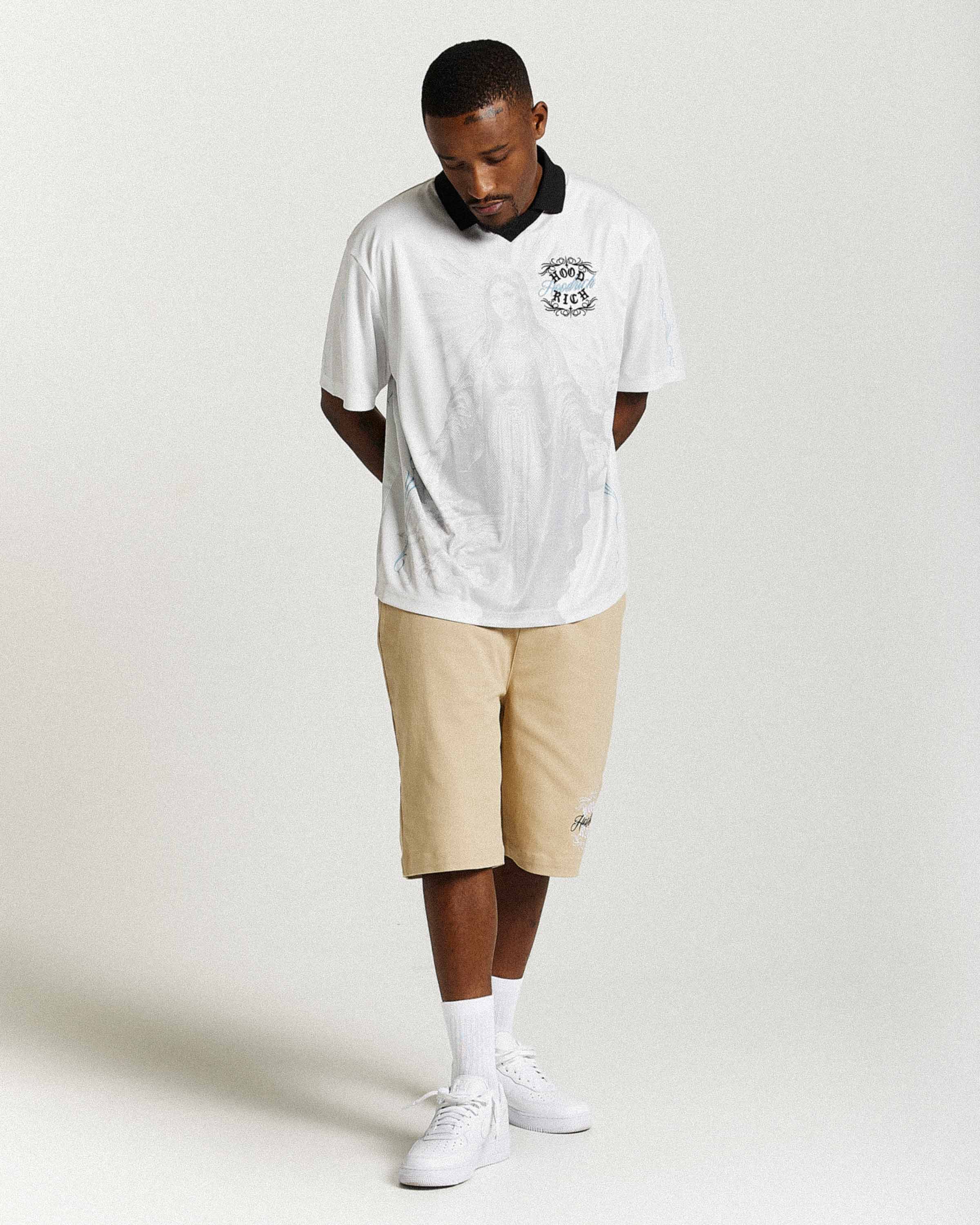Rito Oversized Football Shirt - Off White/Black/Blue - Image 10